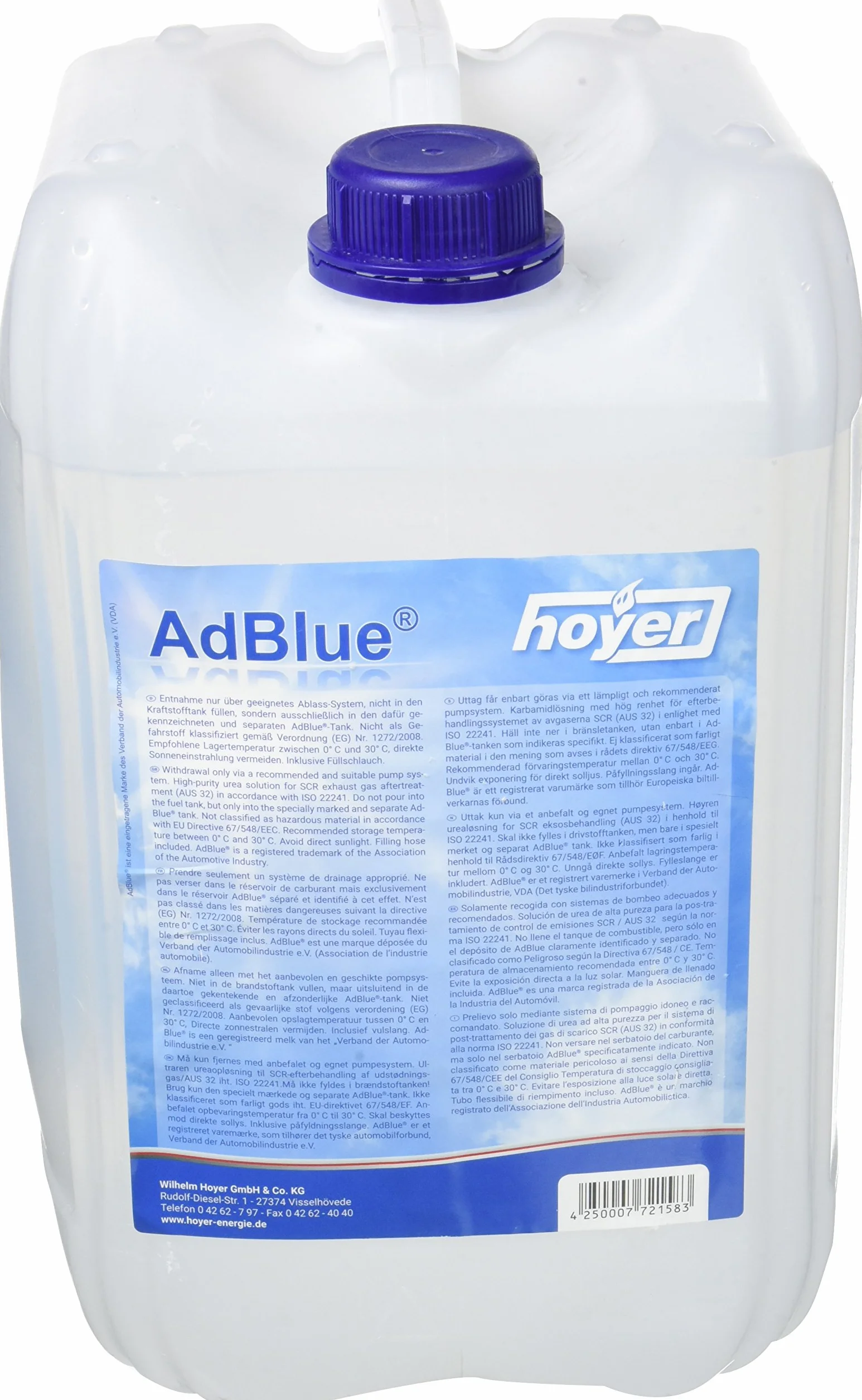 AdBlue Soluzione di urea ad alta purezza per SCR 10 Litri con Tubo di alimentazione
