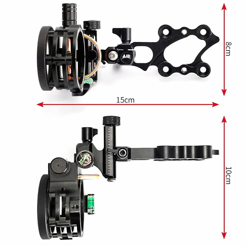 Mirino per arco compound 5 Pin in alluminio con luce Accessorio caccia