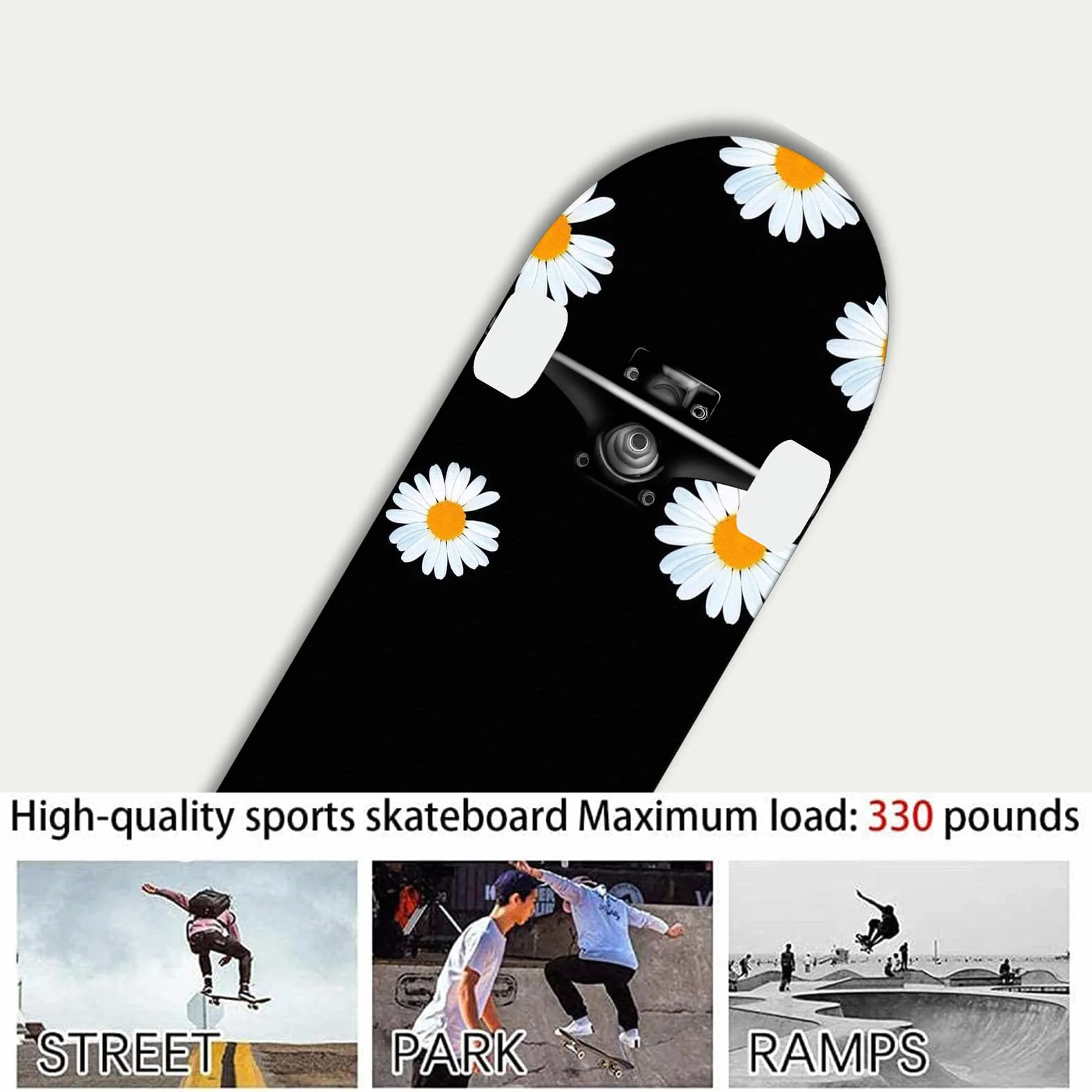 Skateboard standard da 31 pollici, superficie in acero a 7 strati, adatto a bambini, adolescenti, adulti, principianti e professionisti, con un carico massimo di 150 kg