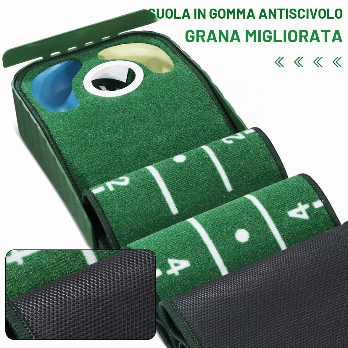 Tappetino da Golf per Interni con Ritorno della Palla e 3 Fori, Attrezzatura da Allenamento