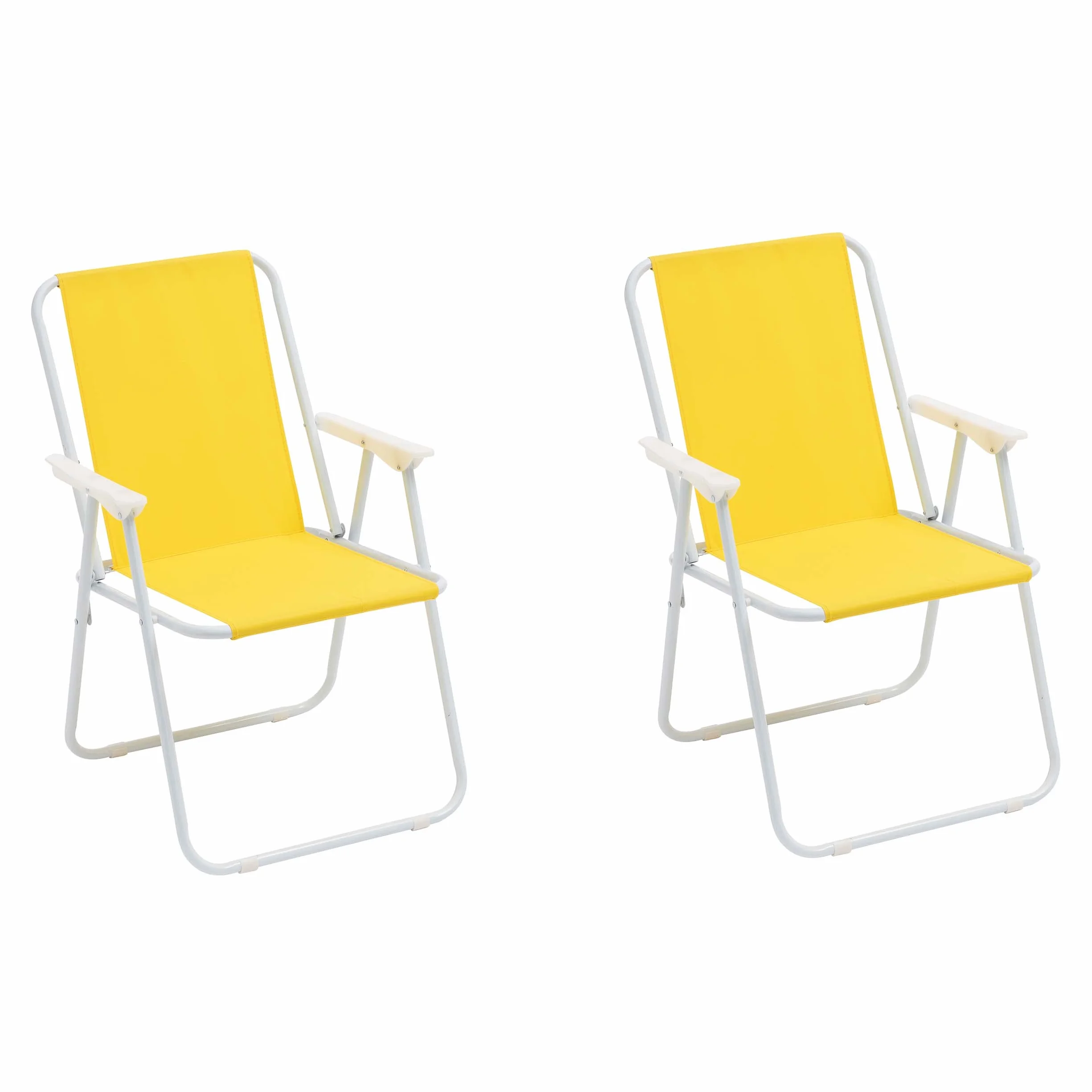 Baroni Home Sedia Pieghevole da Mare Spiaggia Campeggio in Tela con Braccioli Colorata 52x44x76 cm Set 2 Gialla
