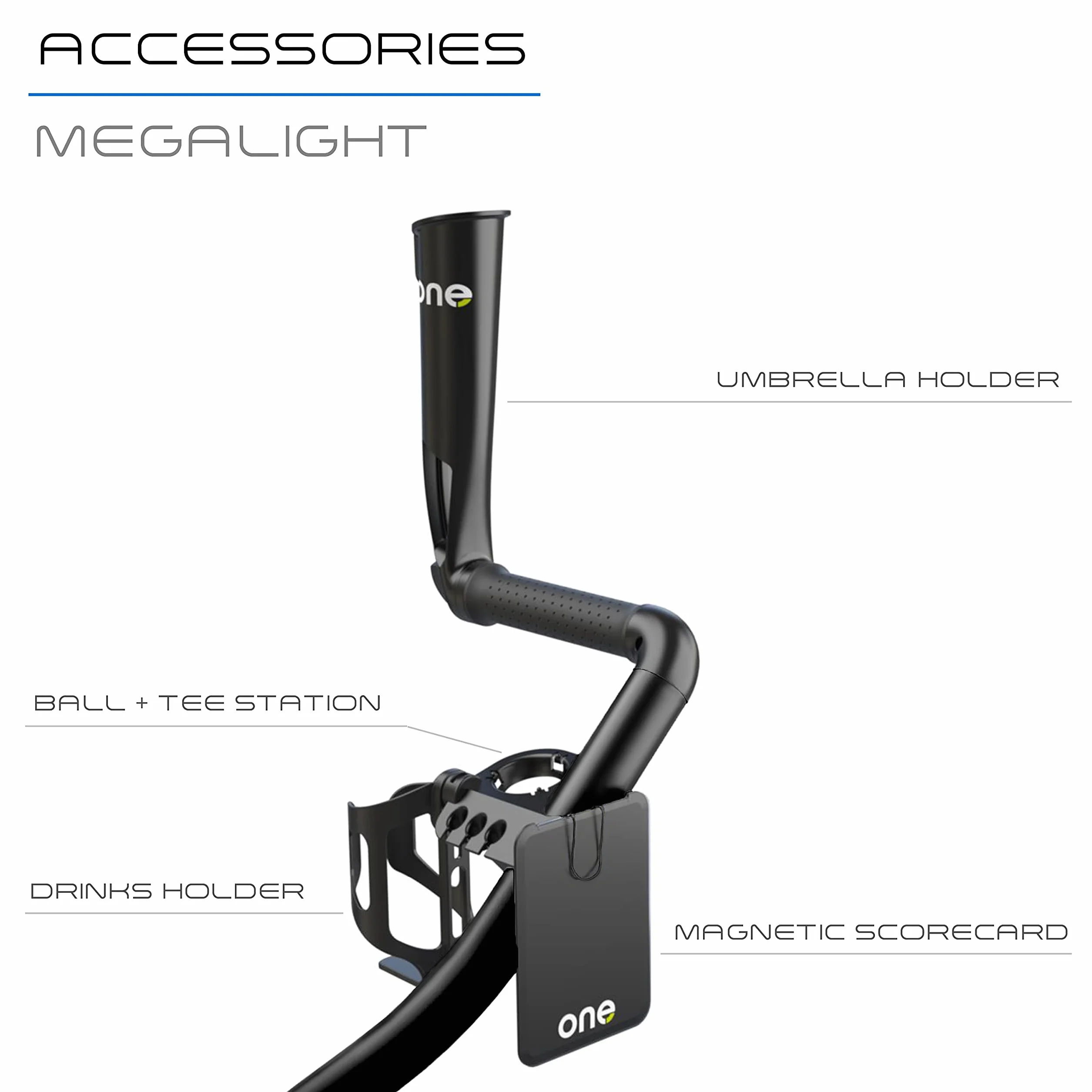 Wishbone ONE Megalight 3 Carrello da golf a 3 ruote Push-Pull Blu