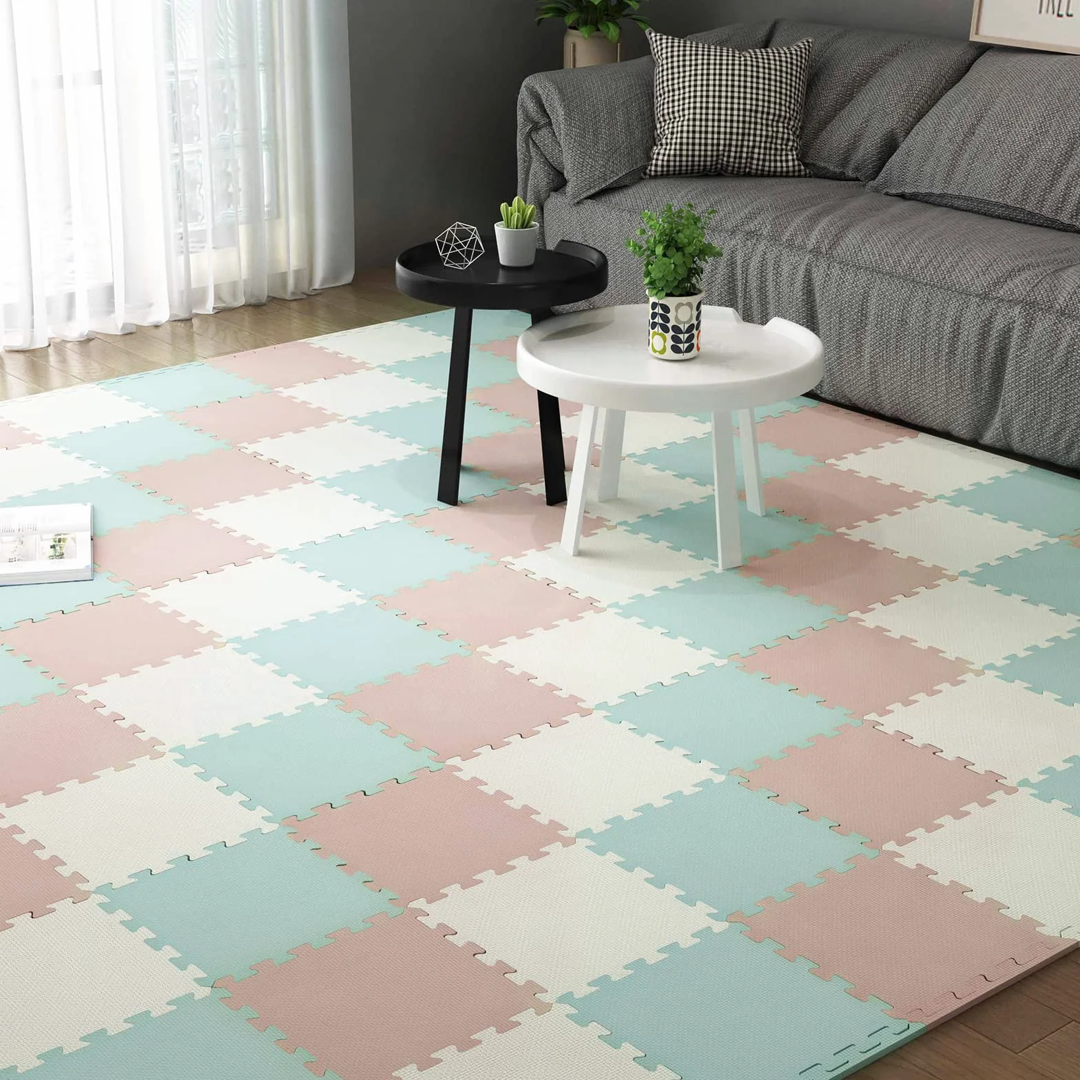 Tappetini ad Incastro 30cm x 30cm Morbida Schiuma Tappetino da Gioco Palestra 12/18 Pezzi