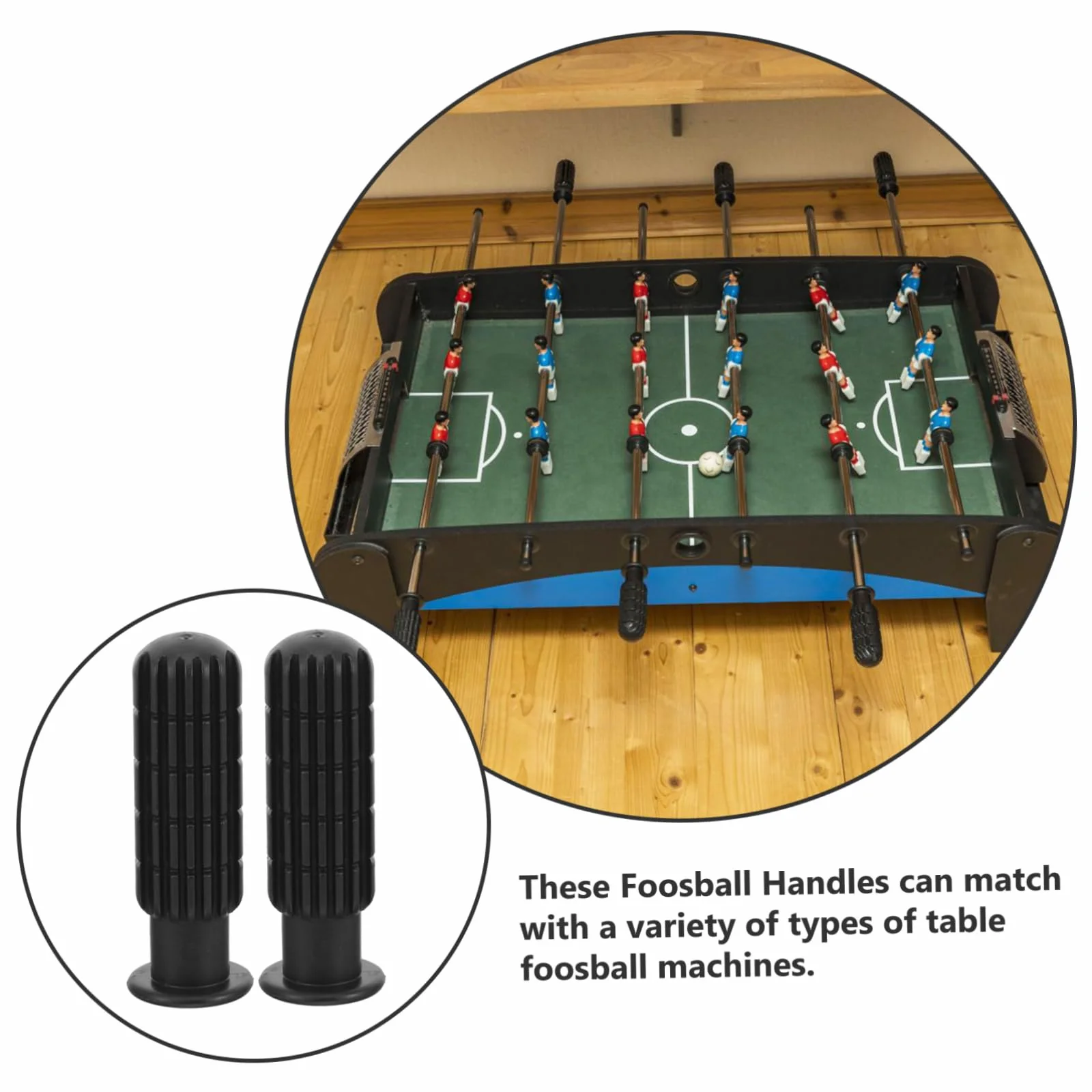 Yardwe 4 Maniglie per Calcio Balilla in Pvc Nero Ergonomiche Antiscivolo per Tavoli da Calcio 0,7m