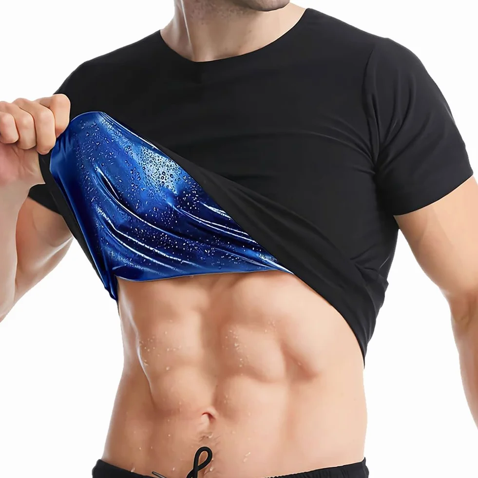 DiULi Canotta Dimagrante Uomo Maglietta Sauna Cerniera Compressione Fitness Manica Corta T Shirt Palestra Body Shaper Sudare