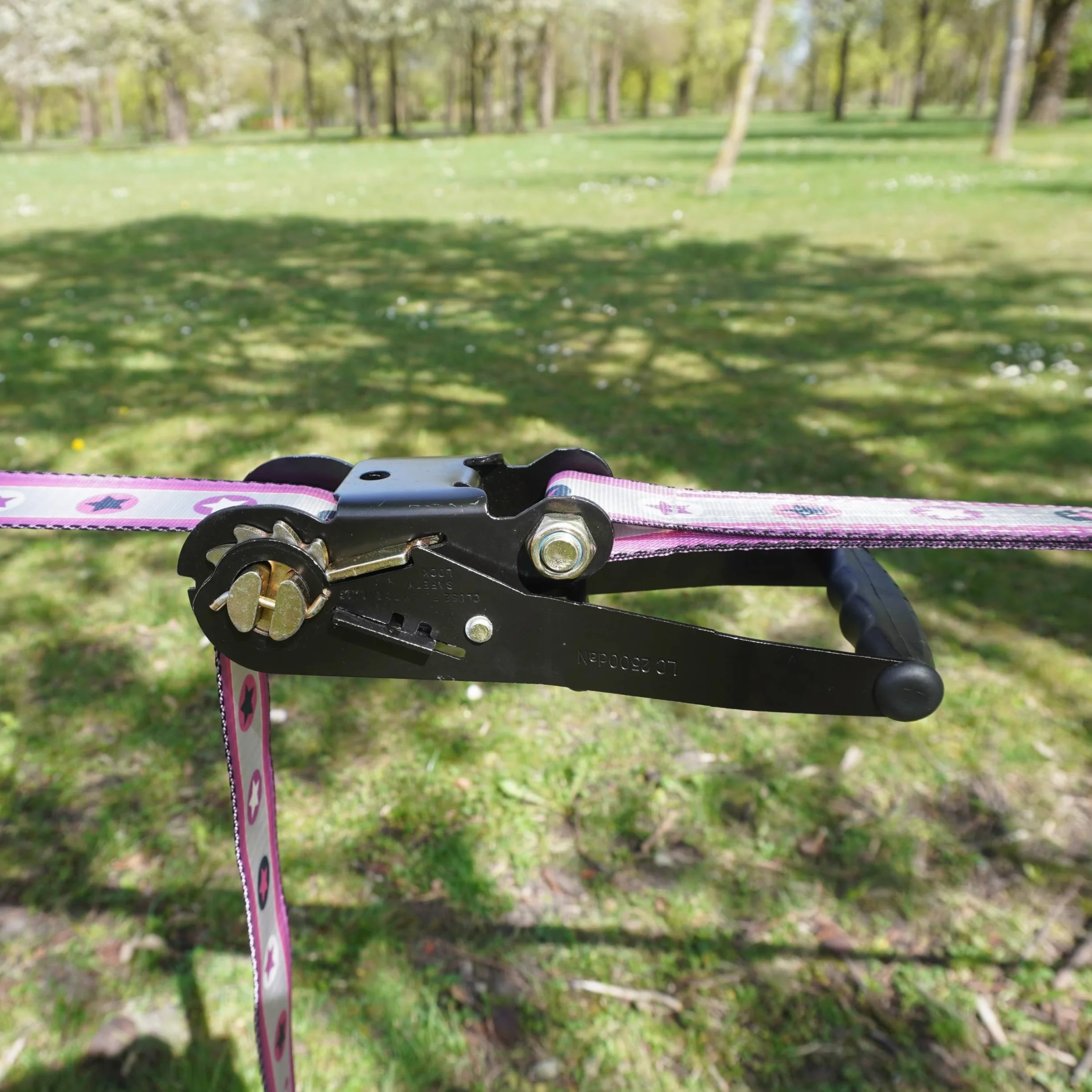 Slackline Set con stelle rosa, lunghezza 15 metri, per bambini e principianti, con corda di supporto e borsa