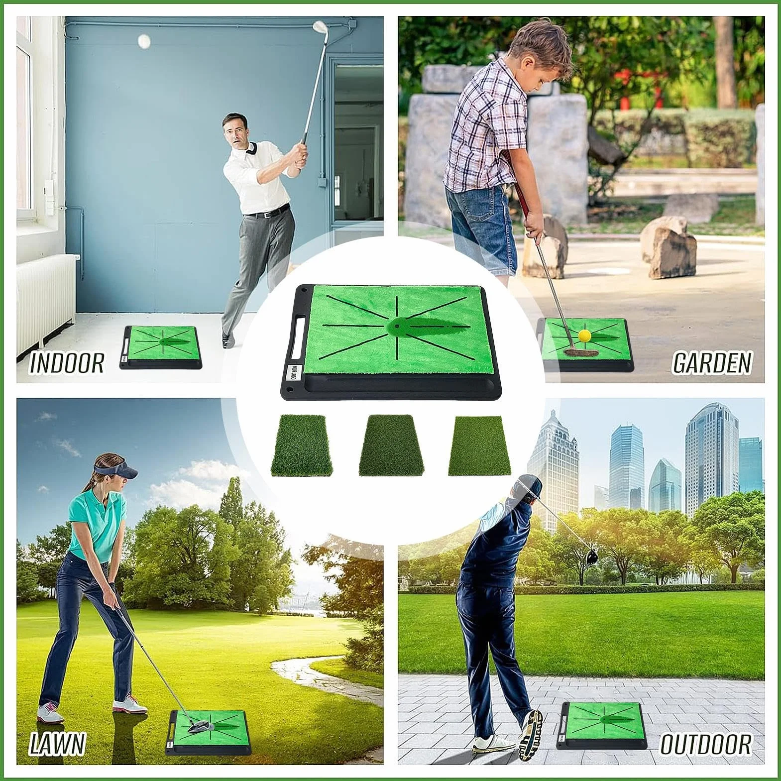 Tappetino da golf per allenamento con retro in gomma, rilevamento feedback oscillante