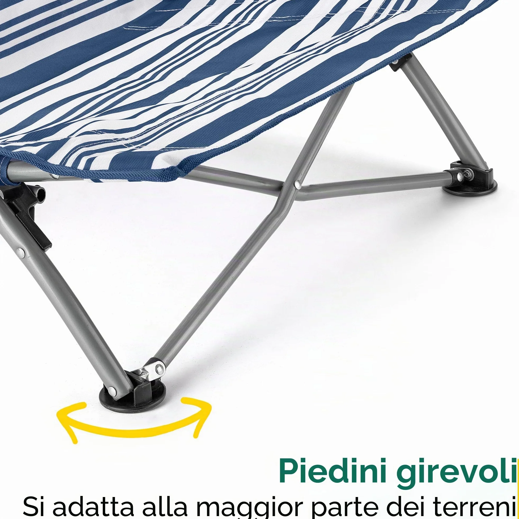 Sdraietta da Spiaggia Bassa Pieghevole Portatile con Piedini Anti Affondamento e Custodia