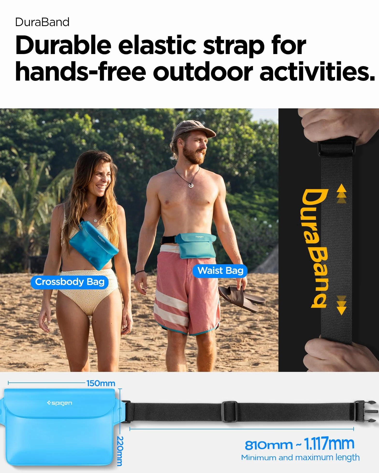 Spigen A620 Aqua Shield IPX8 Borsa impermeabile Marsupio Sport Pouch con cinturino vita Regolabile 2 pezzi - Mare Blu
