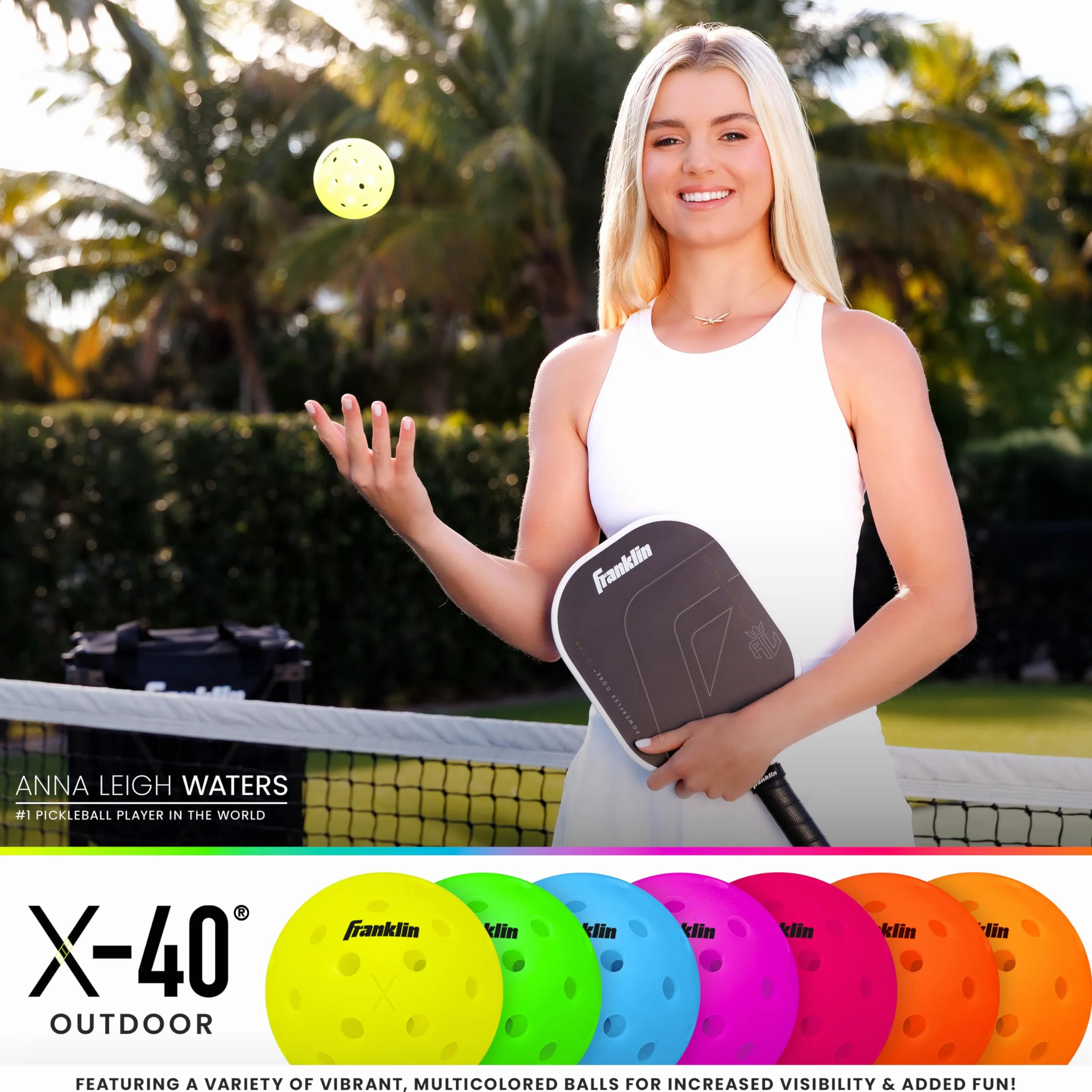 Franklin Sports X-40 Outdoor Pickleballs - USAPA Official Balls - Optic Yellow 50 Pack