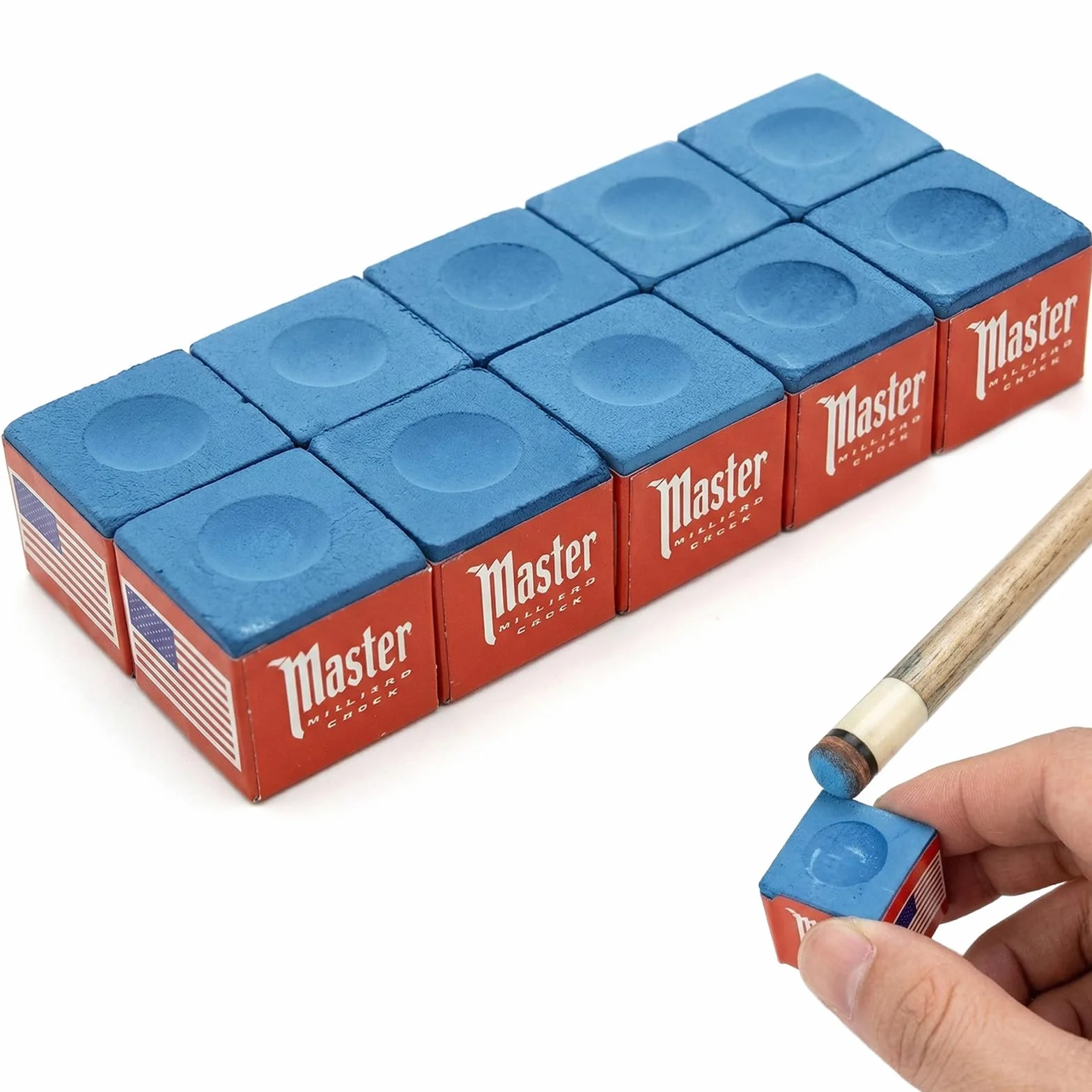 Gessetti Biliardo Blu 10 Pezzi, Gesso Professionale per Stecca, Accessori per Maggiore Attrito e Precisione
