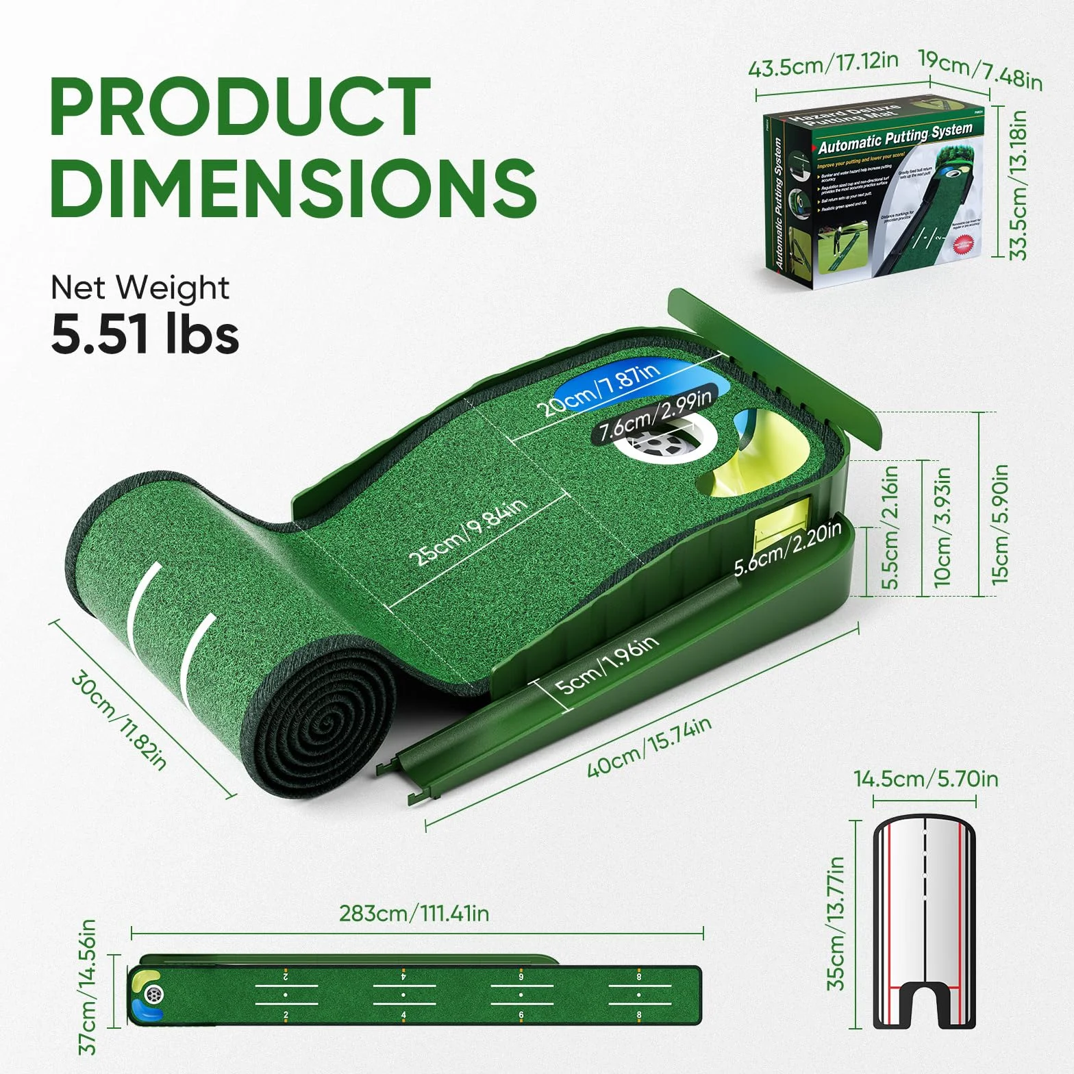 WildFun Tappetino per il putting green da golf con porte e specchio per il putting, tappetino per il putting da golfs per uomini che giocano a golf a casa o in ufficio