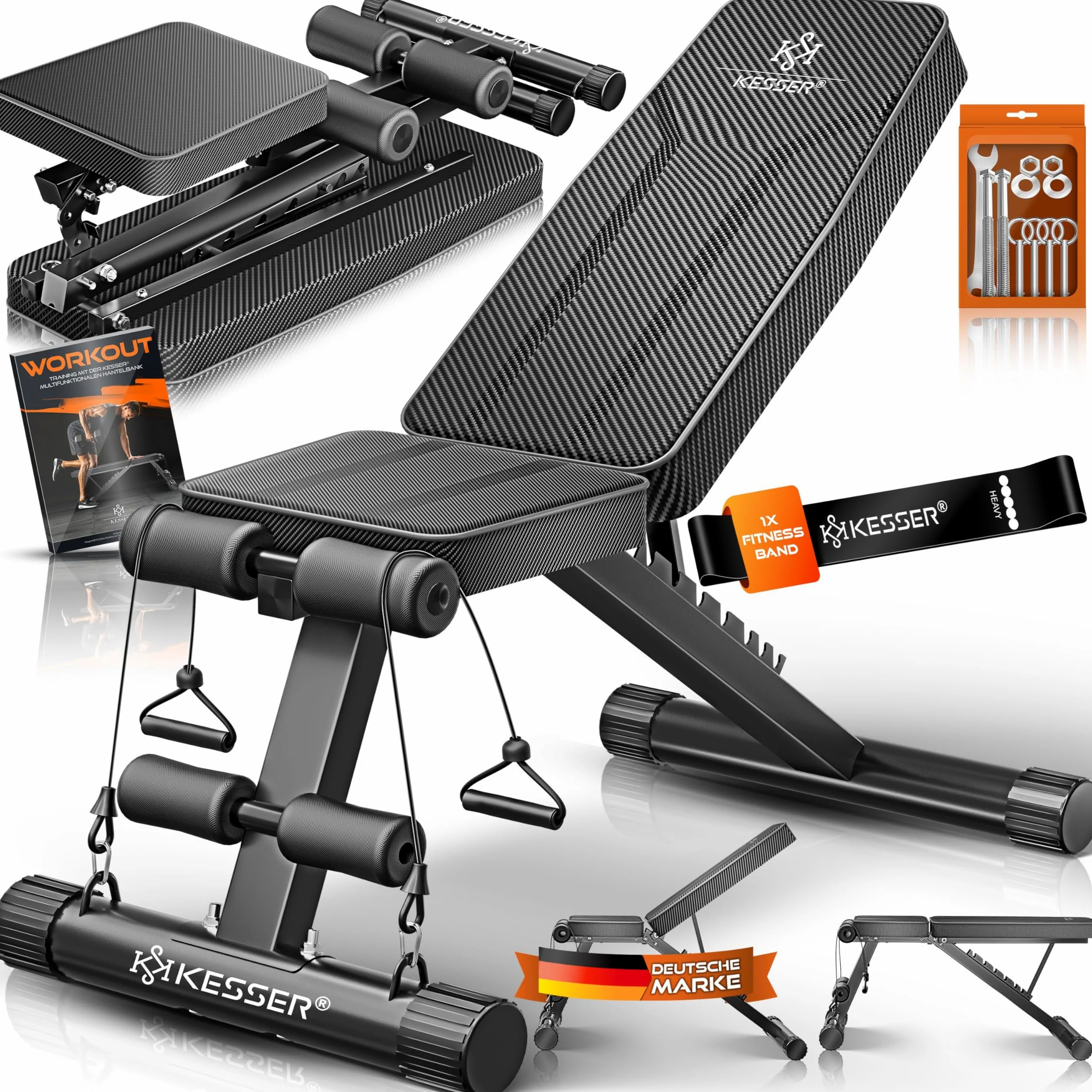 KESSER® Panca pieghevole multifunzione con schienale, portata 500 kg, per il fitness e l'allenamento