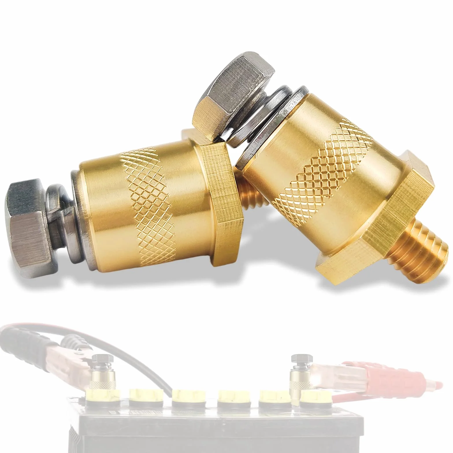 Morsetti per batteria adattatore Paio M6 con filettatura esterna, per auto, in ottone, negativo positivo, morsetti per batterie al litio