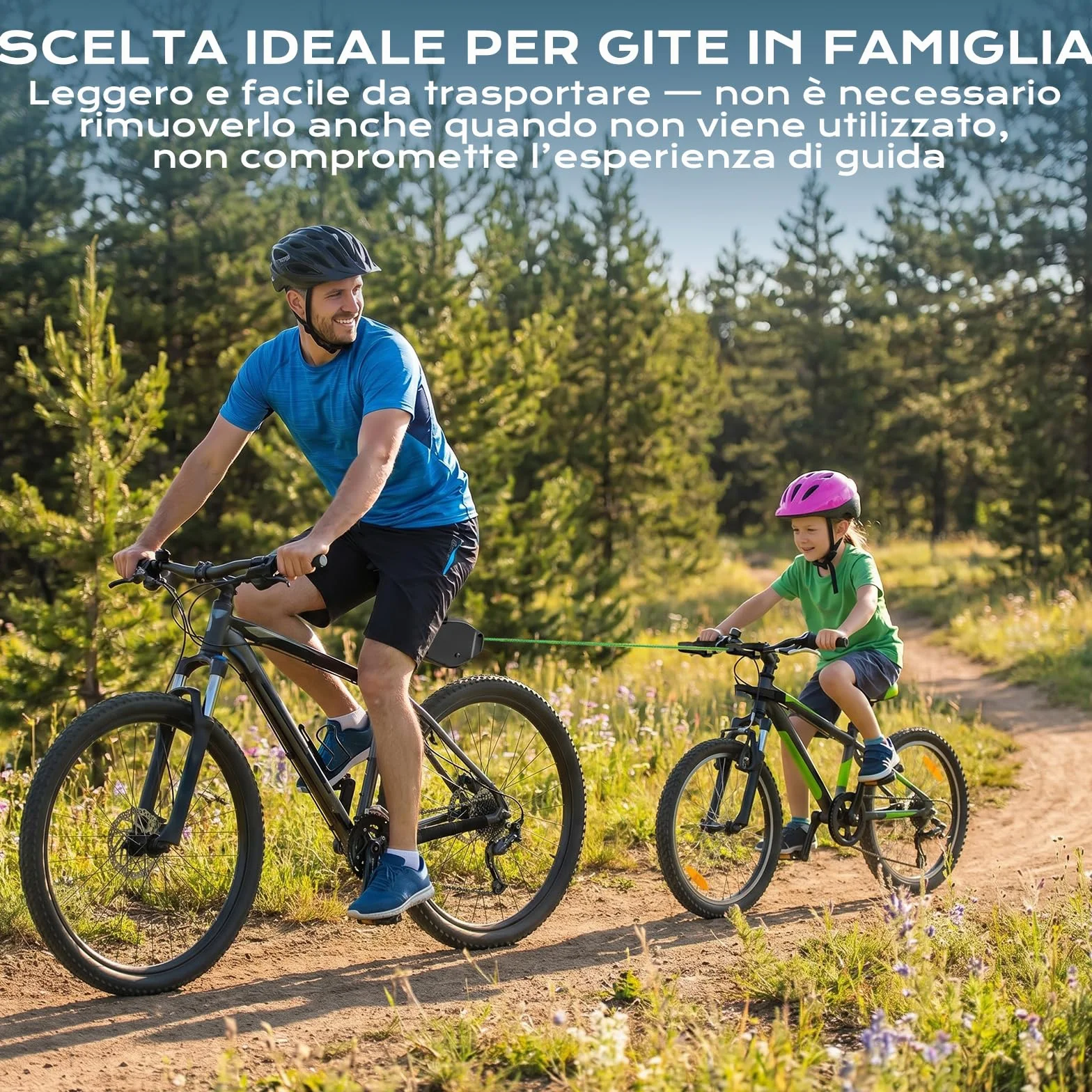 Corda di Traino per Bicicletta Bambino 2,5m Vankarr Compatibile Universale Avvolgimento Automatico