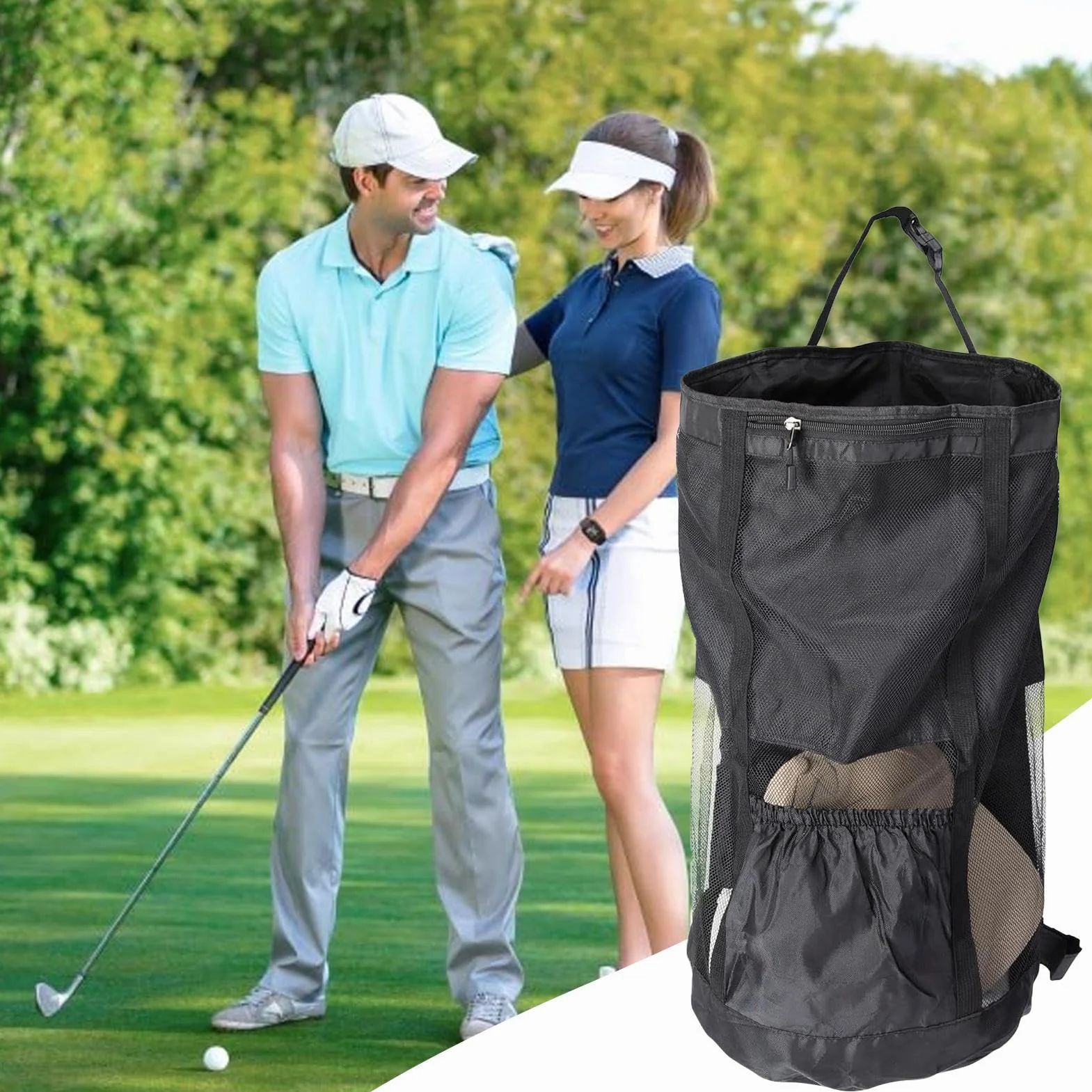Borsa estendibile per golf cart – Borsa portaoggetti per golf da esterno con tasca in rete per cellulare, chiavi, cappello