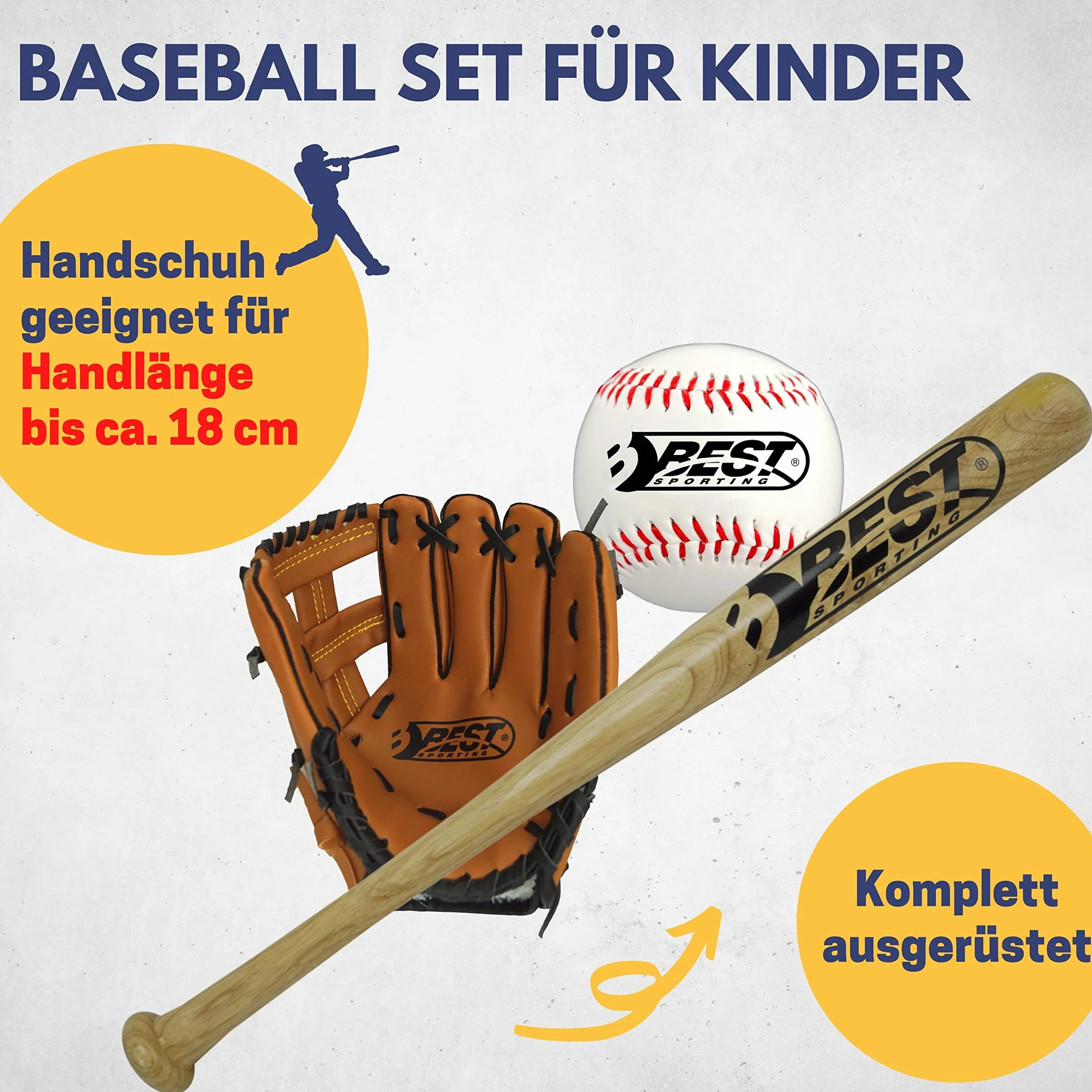 Best Sporting Set da baseball con mazza, guanto e palla