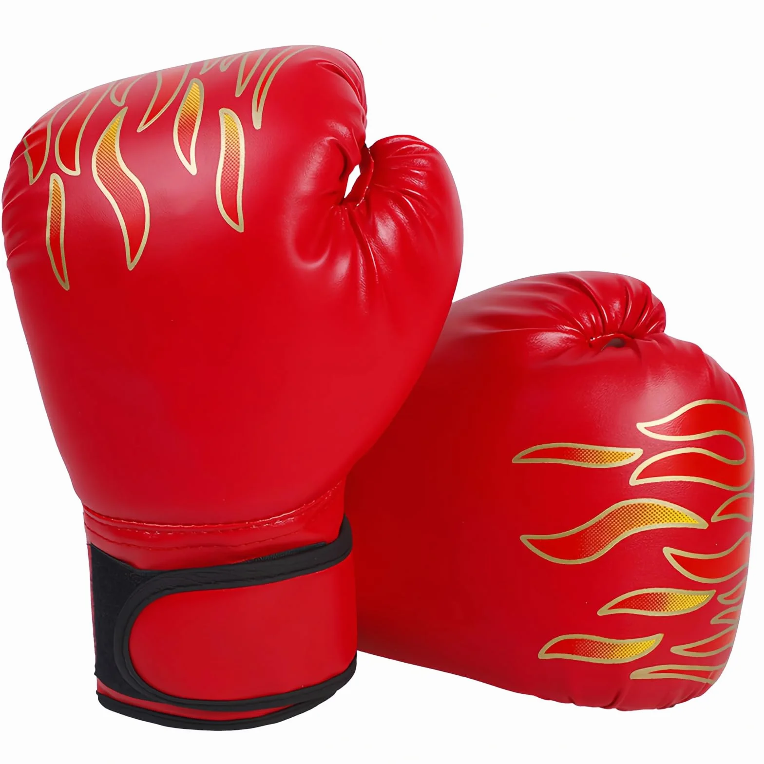 Guanti da Boxe Junior per Bambini Muay Thai Taekwondo Arti Marziali Allenamento Regolabile Rosso