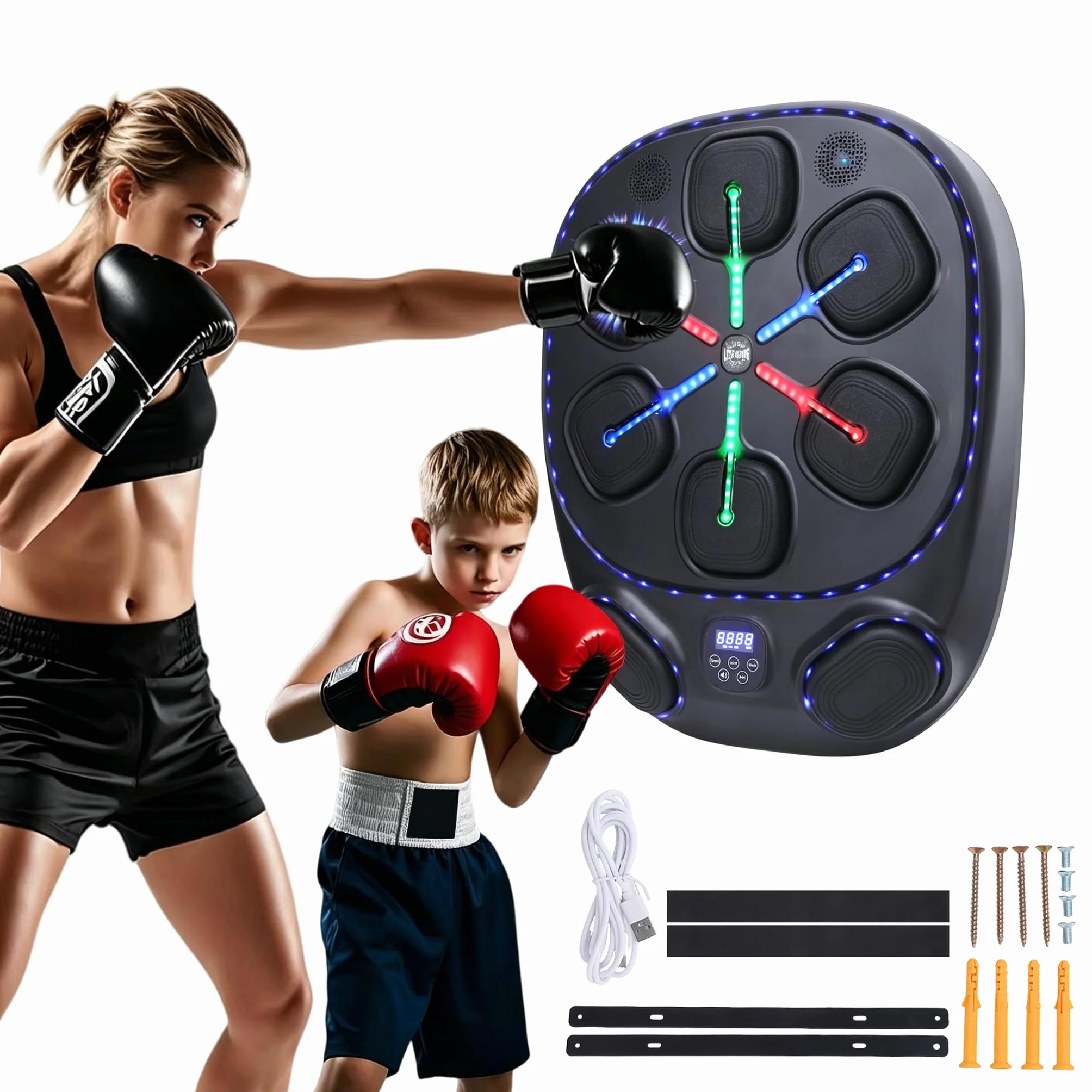 Macchina per la Boxe con Musica Intelligente migliorata Macchina per la Boxe a Muro Bluetooth Regolabile per Bambini e Adulti con Staffa di Montaggio a Muro per l'allenamento del Bersaglio