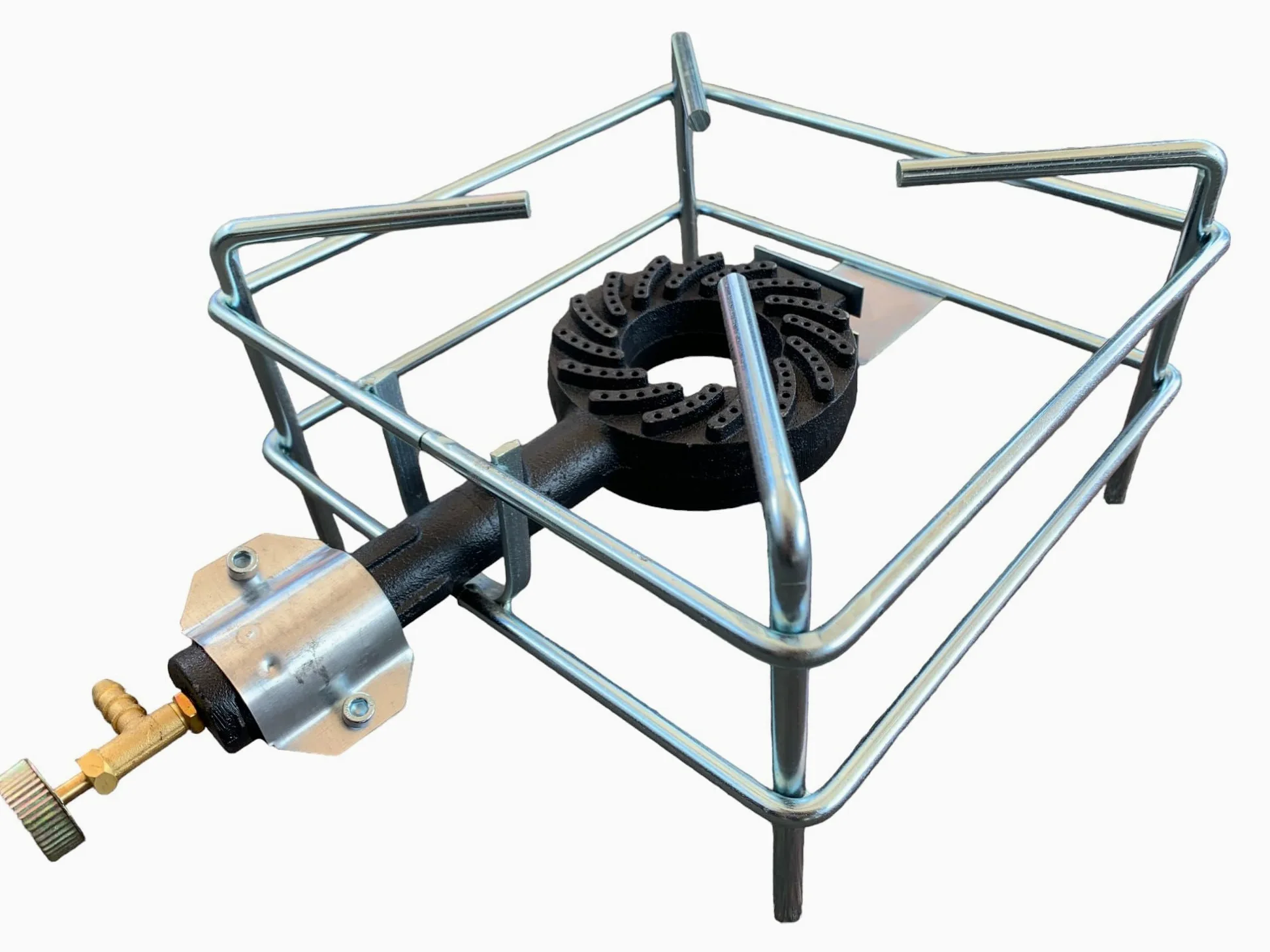 Fornellone a Gas GPL in Acciaio Cromato per Cucina, Campeggio, Giardino e Barbecue, Regolabile (40x40 cm)