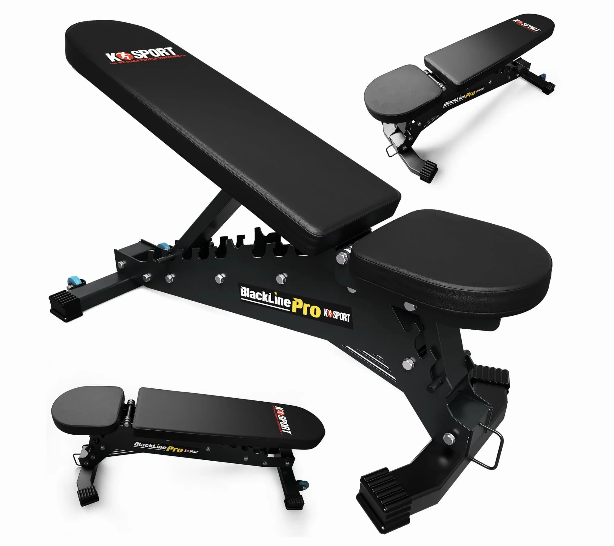 K-Sport: * Black Line * – Panca professionale | Panca professionale di alta qualità fino a 375 kg | Panca multifunzione regolabile in più posizioni, panca inclinata e panca piatta