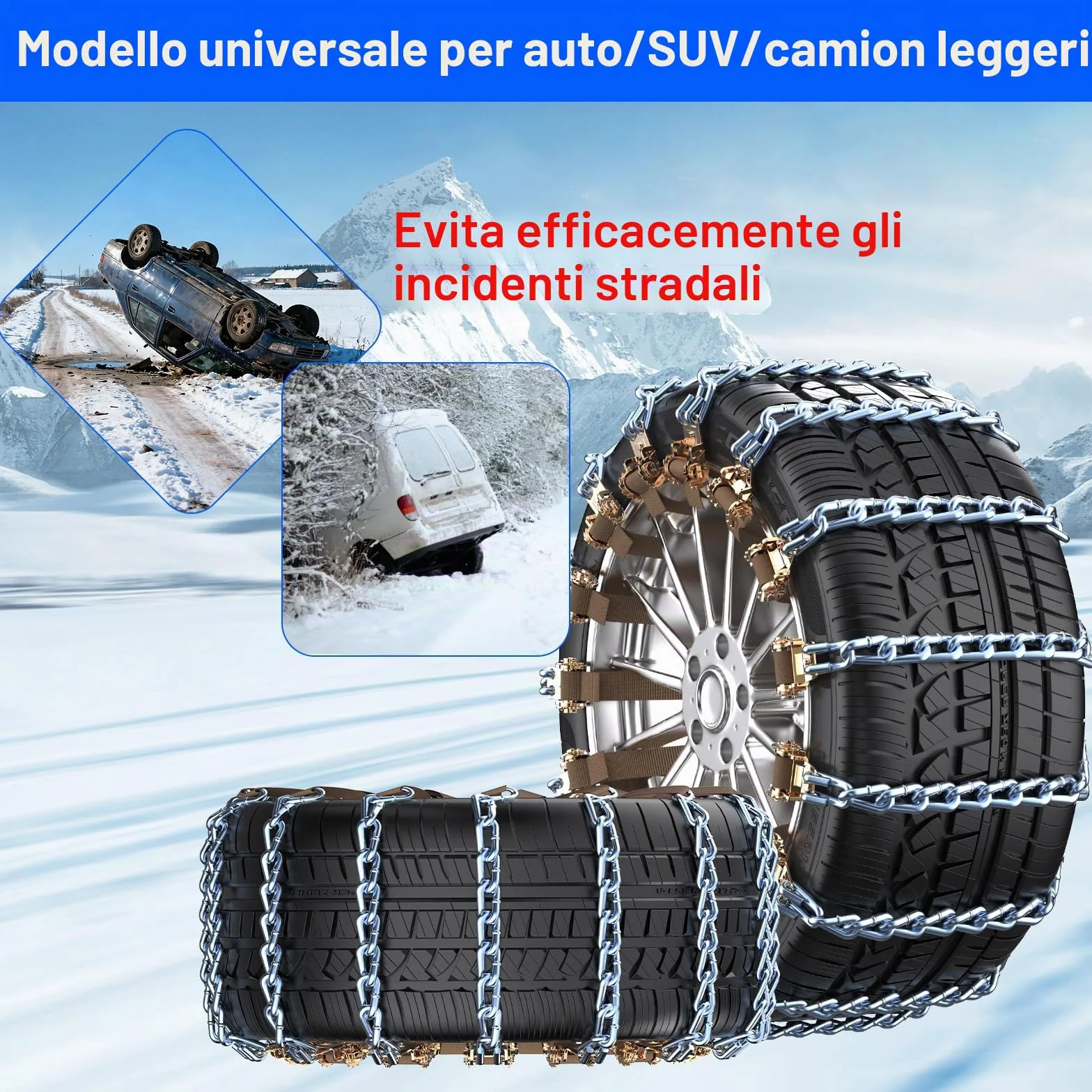 Ninonly Catene da Neve Universali Auto Camion SUV 165-265 mm 10 Pezzi