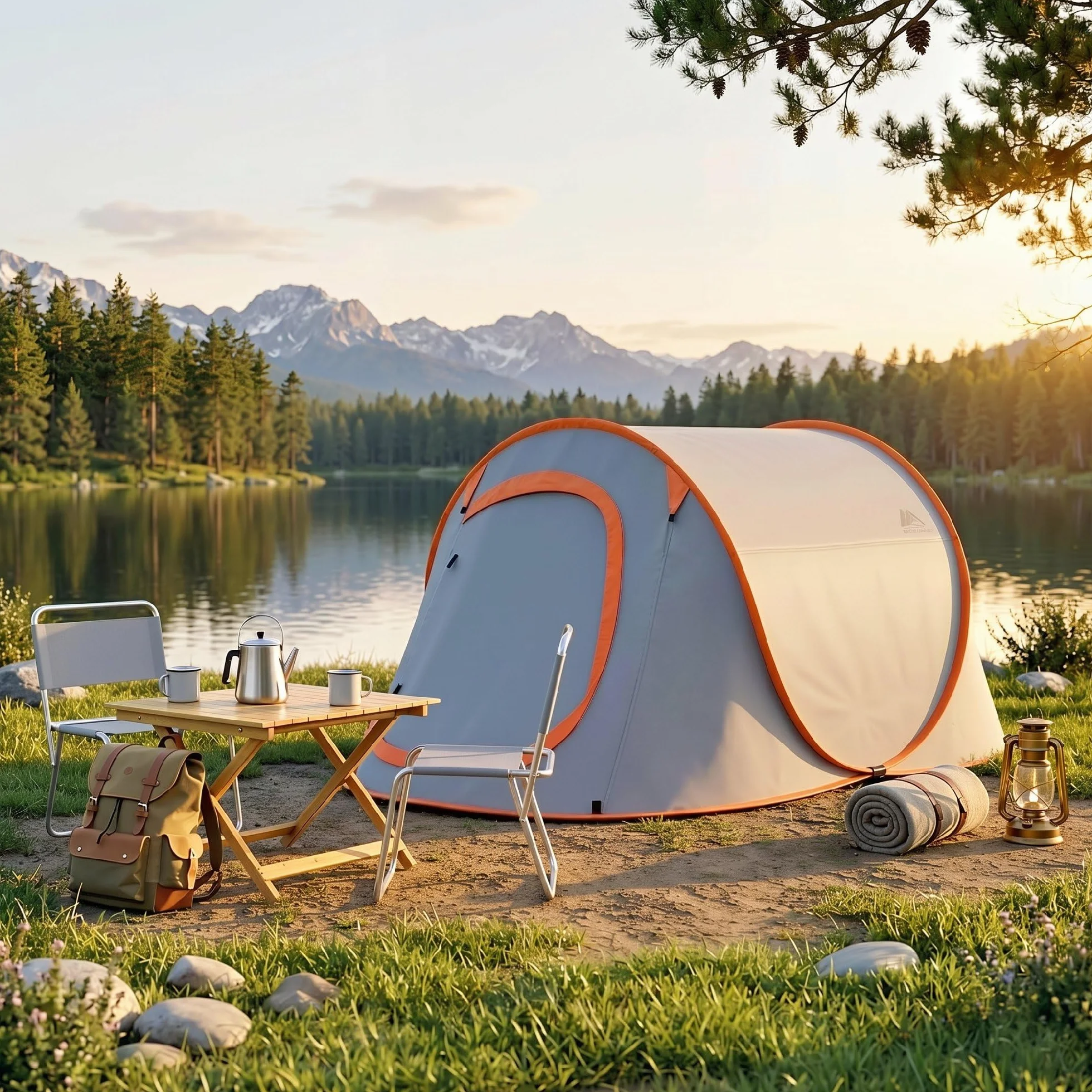 Outsunny Tenda da Campeggio Impermeabile 2-3 Posti Pop Up 245x148x105 cm