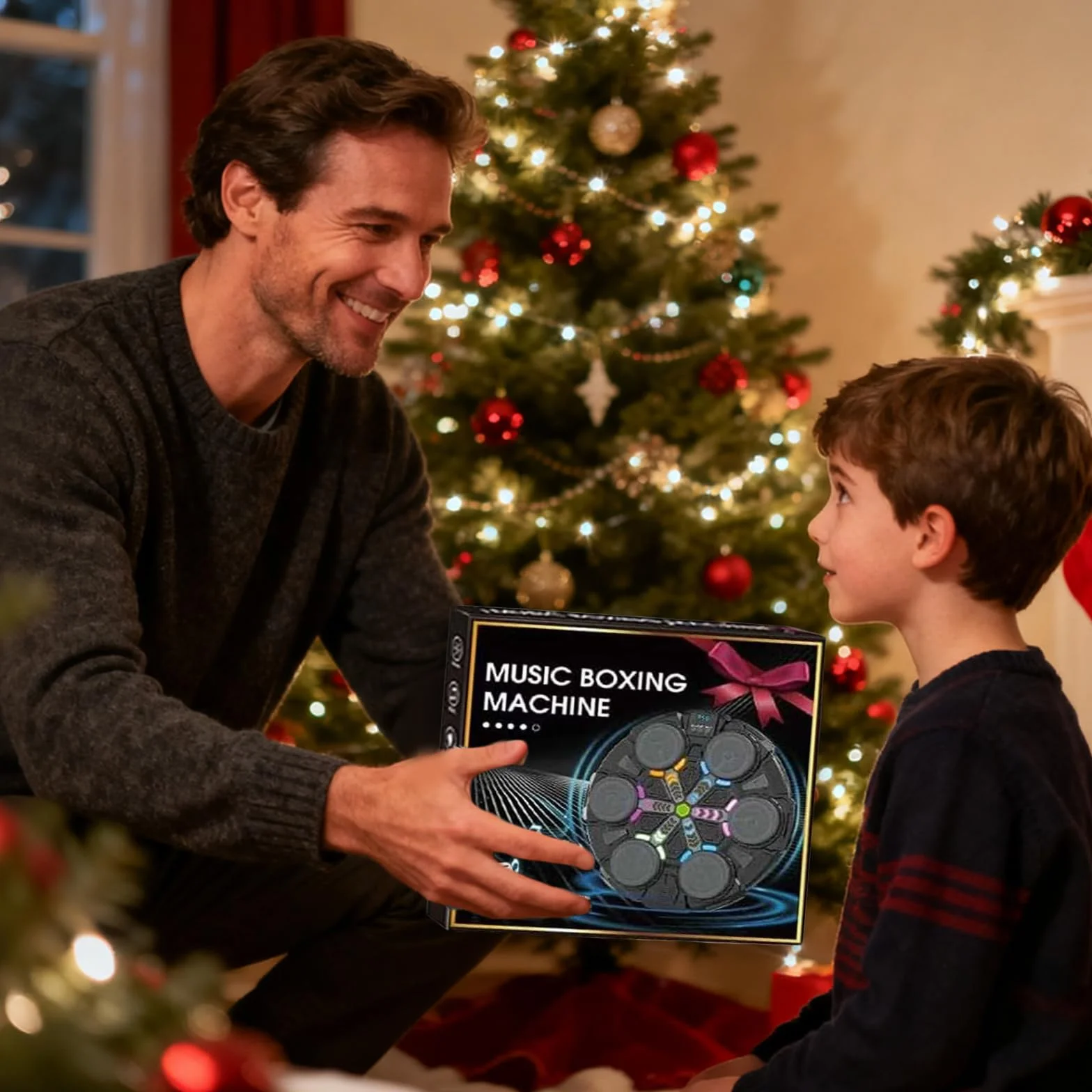Macchina da boxe musicale, gioco intelligente da parete Bluetooth con guantoni da boxe, velocità e modalità di conteggio regolabili, attrezzatura da palestra per bambini, macchina da boxe per