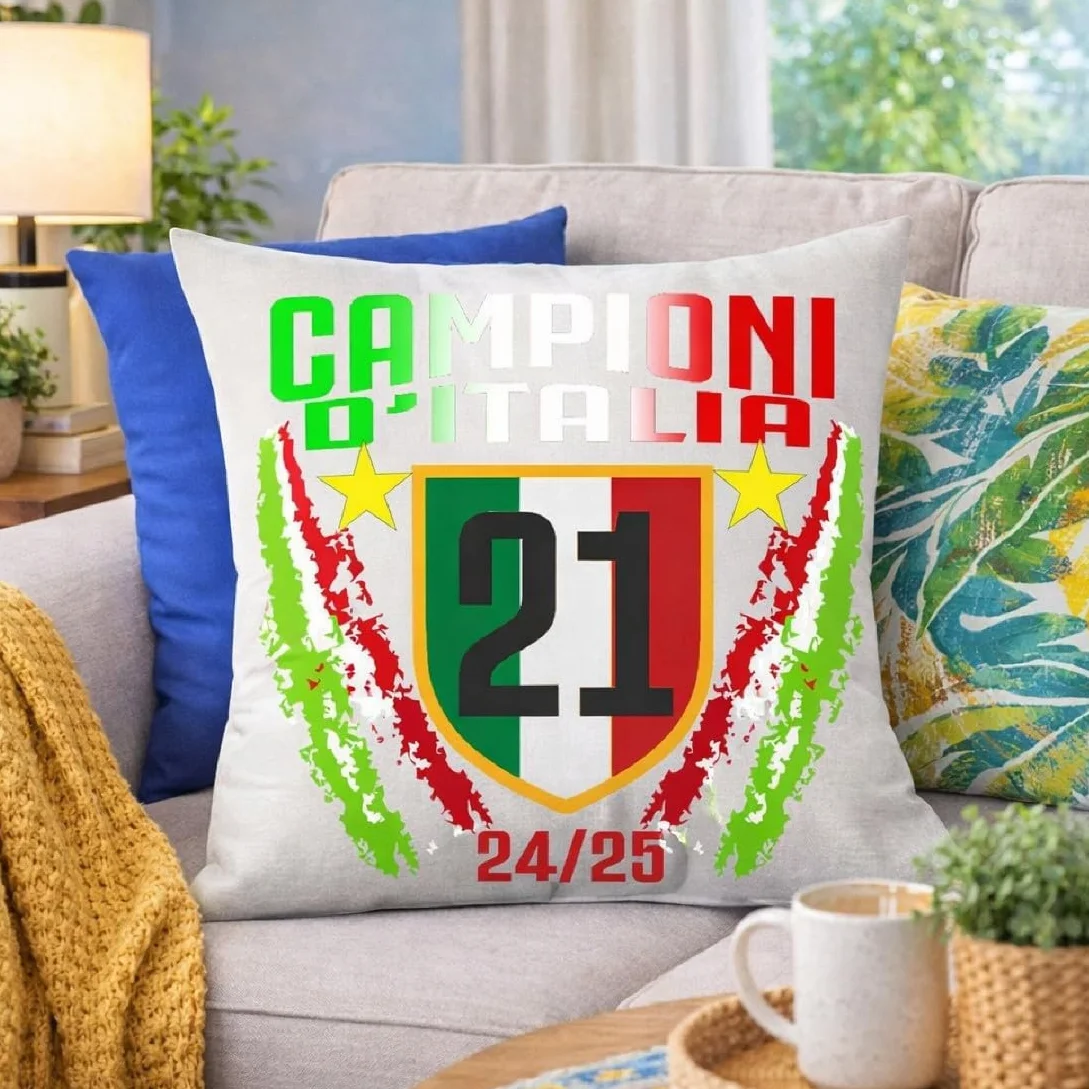 Cuscino Calcio Scudetto Inter-Nazionale Campioni D'Italia 2025/2026 21 Scudetti Seconda Stella 38x38 cm
