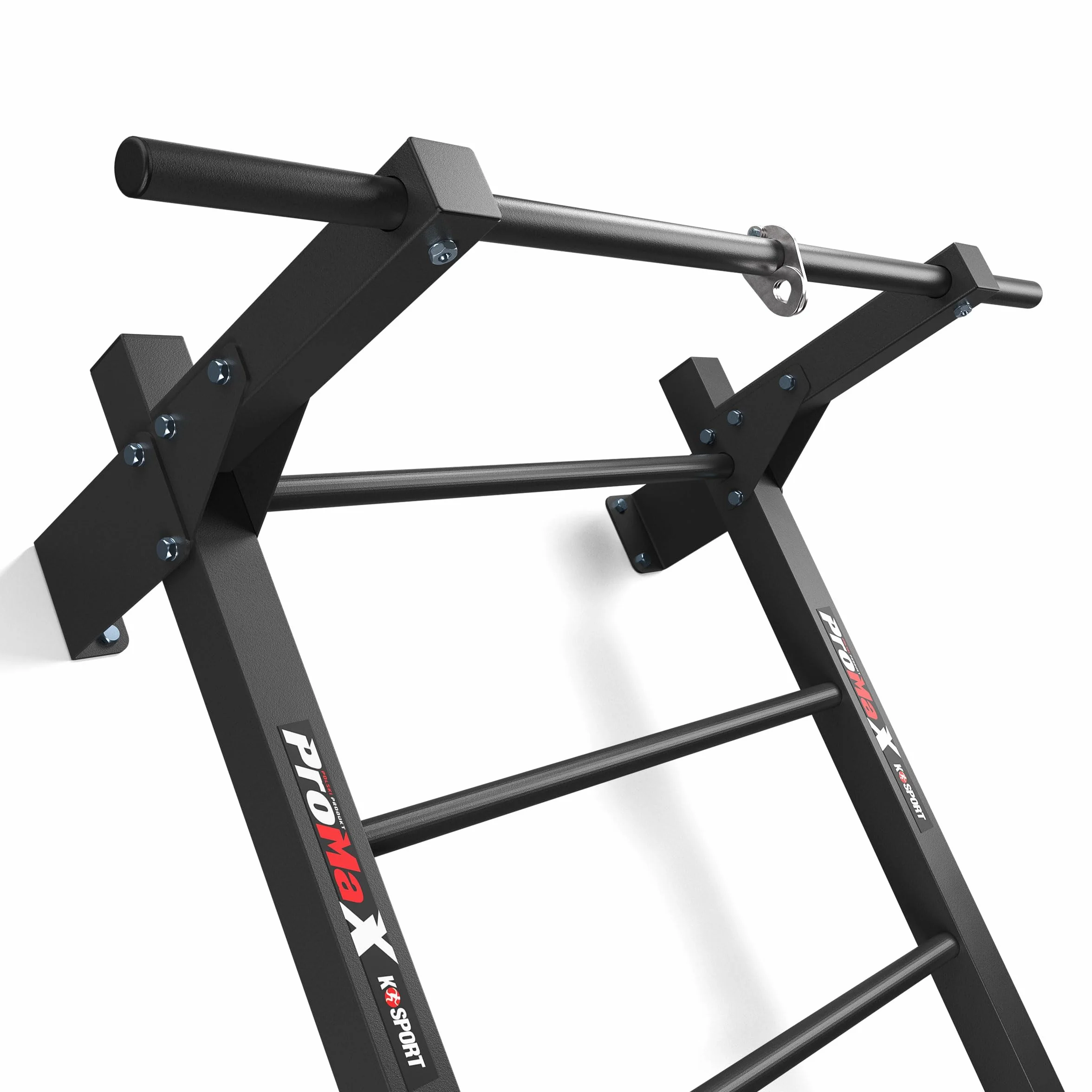 K-Sport Parete a Pioli con 8 Pioli, Portata 250 kg, Parete da Ginnastica con Barra per Trazioni, Parete in Metallo per Arrampicata per Adulti e Bambini