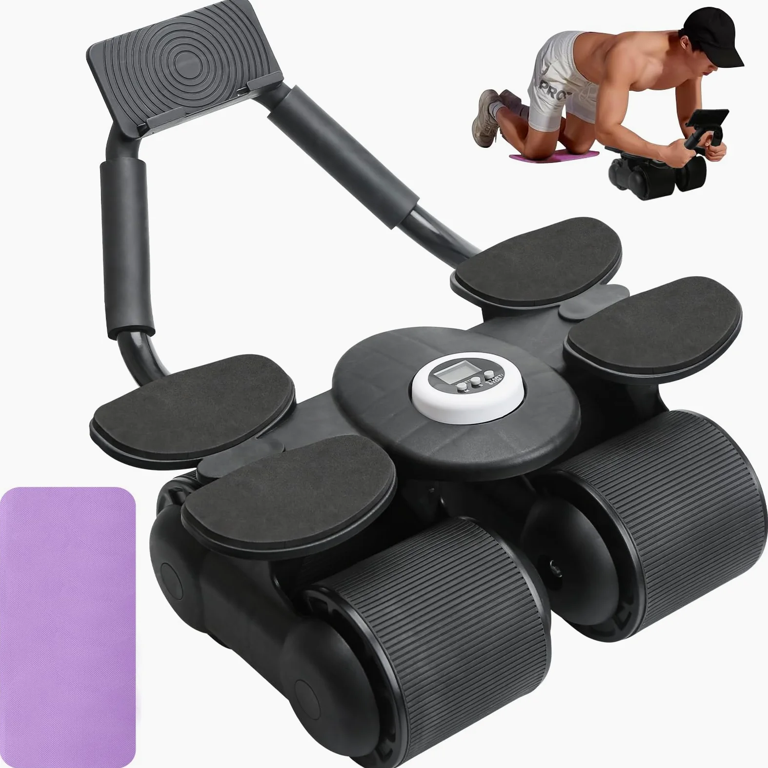 Ruota Addominale, Ab Wheel Roller Workout Equipment con Supporto del Gomito, Ruota Addominali Professionale per Allenamento di Forza Fitness per Casa Attrezzi Palestra Multifunzione