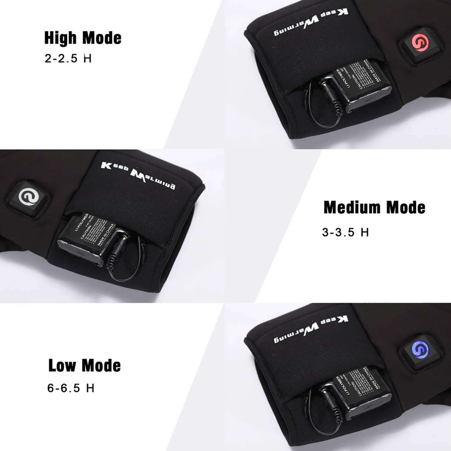 Batterie Ricaricabili ai Polimeri di Litio 7,4V 2200MAH/3000MAH per Guanti Calzini Cappelli Riscaldati 2 Pezzi