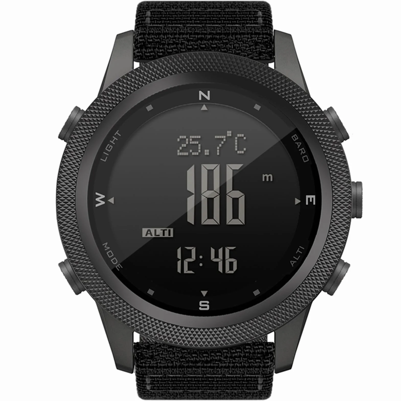 Orologio Digitale Multifunzionale da Uomo Altimetro Barometro Bussola Contapassi Cronometro 50 M Impermeabile per Uso Quotidiano e All'aperto Nylon