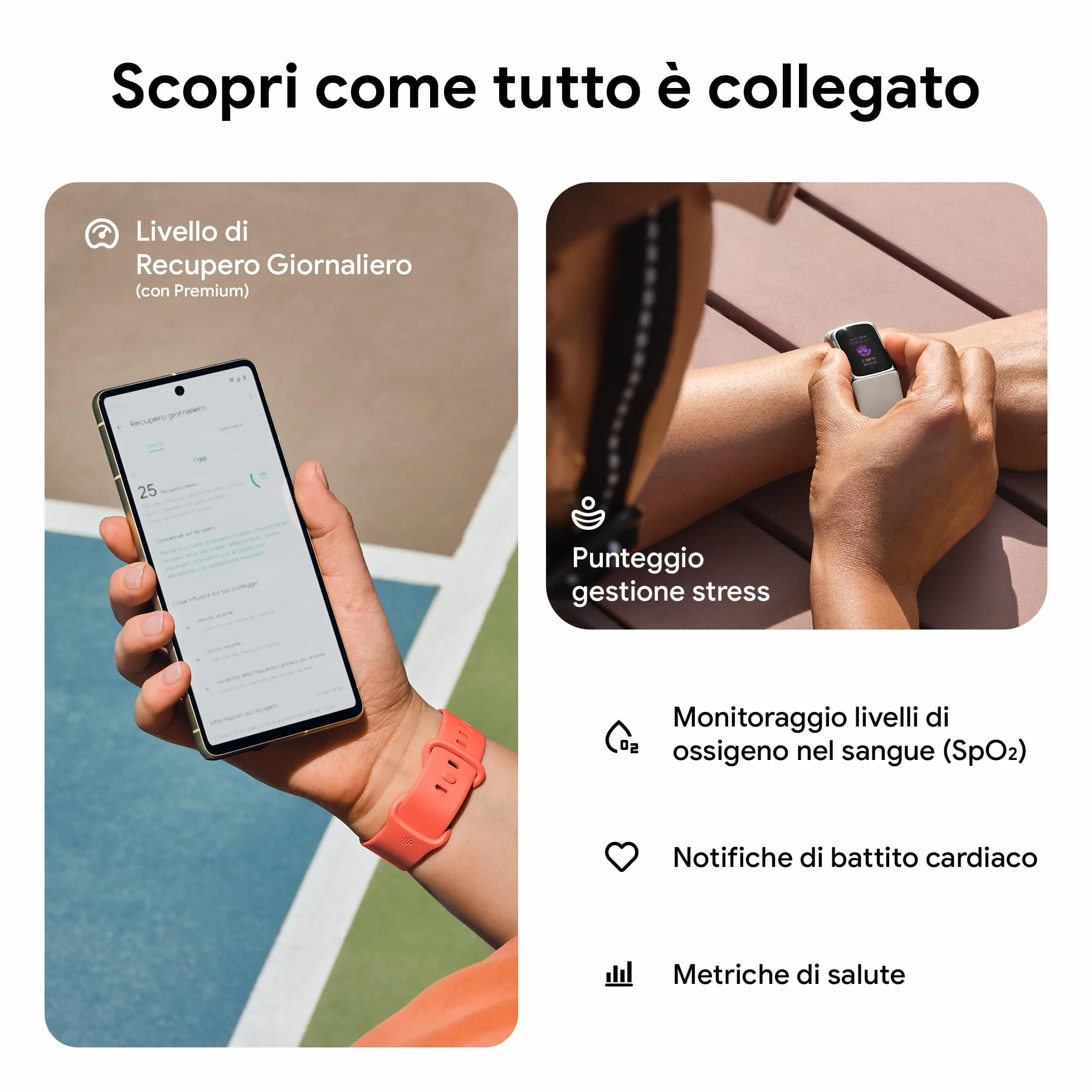 Google Fitbit Charge 6 Activity tracker con abbonamento Premium 6 mesi incluso 7 giorni batteria Google Wallet Maps