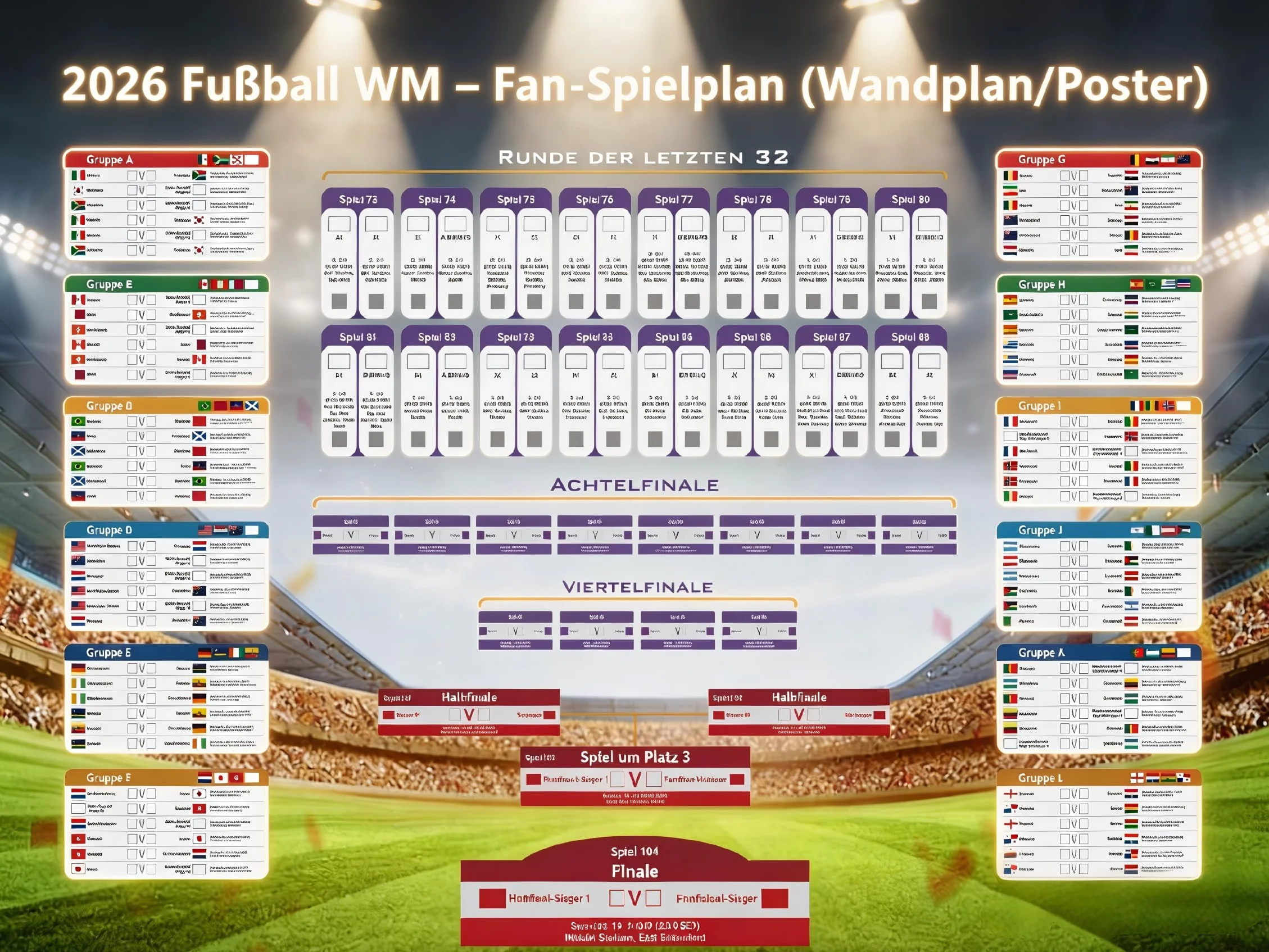 Plakat Mundial 2026 A1 Oficjalny Grafik Meczy Dekoracja Torneo