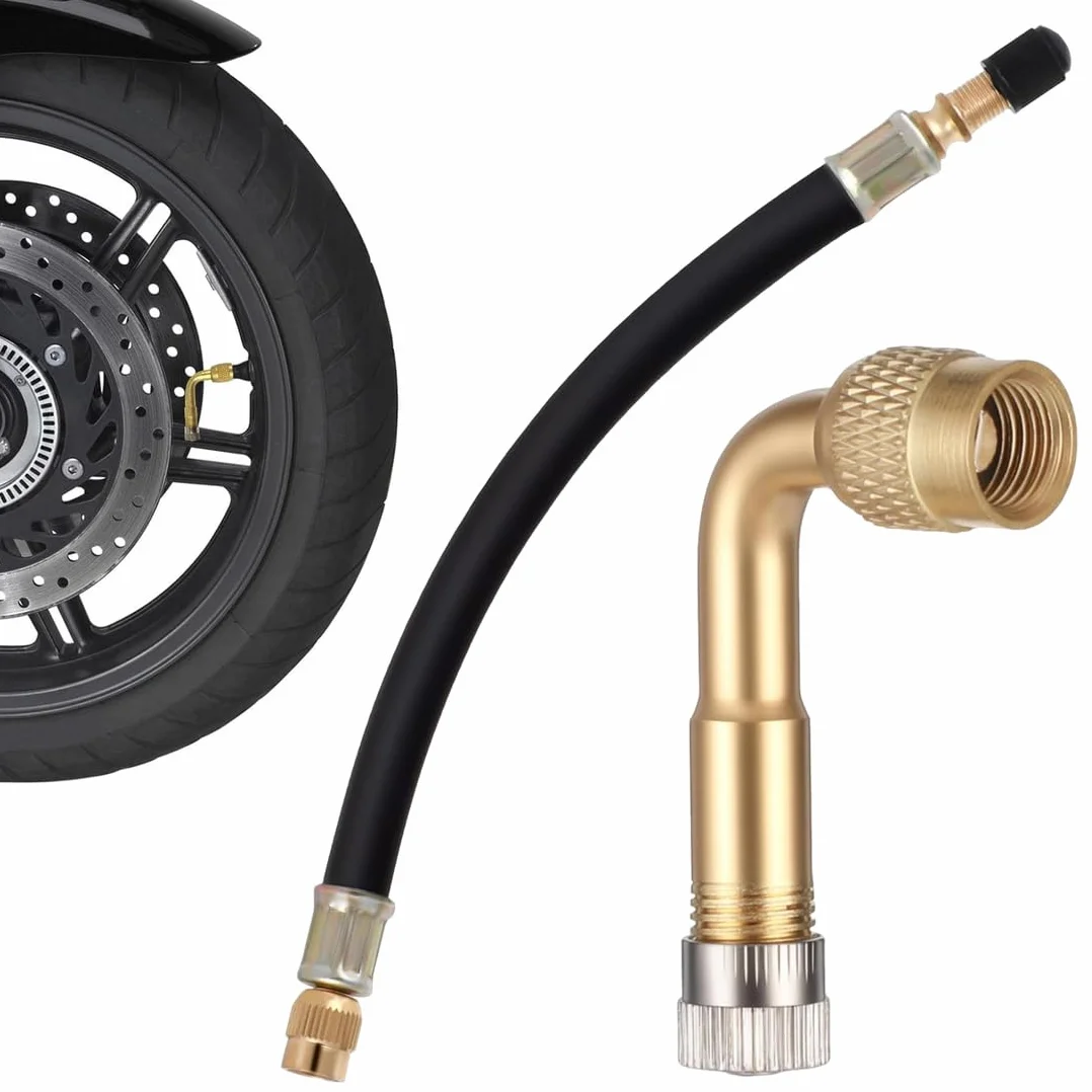 Estensione Della Valvola Del Pneumatico, 1 Adattatore Flessibile 210mm Con Testa 90°, Per Stelo Valvola Auto (Nero E Oro)