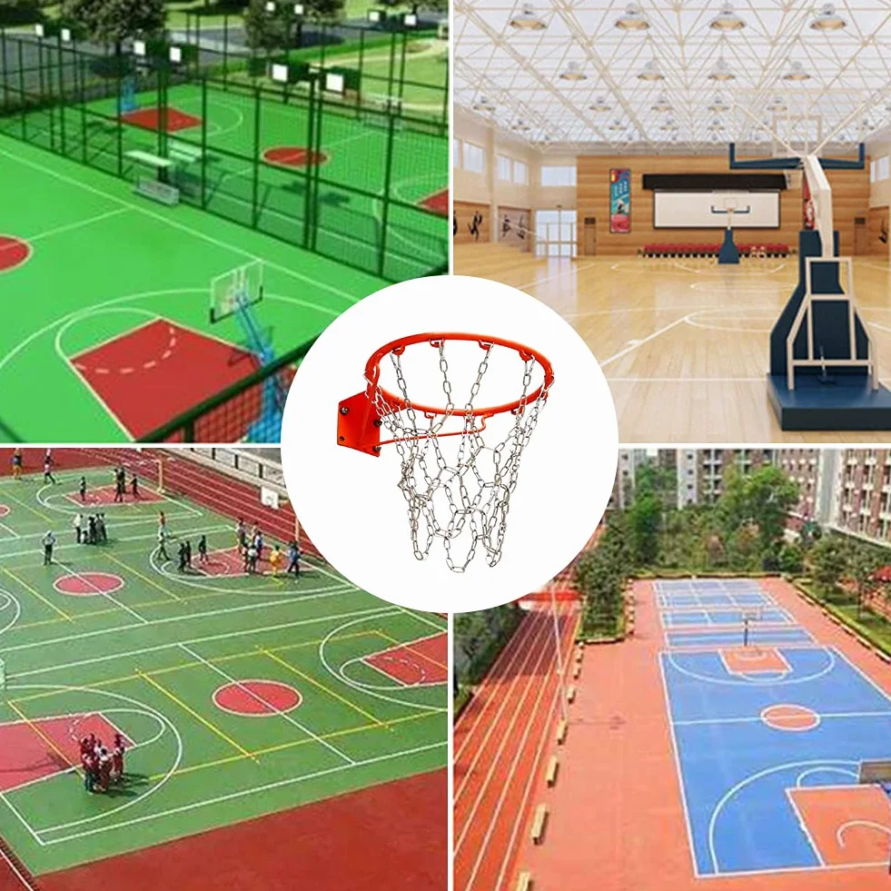 Rete da basket in acciaio inox, 12 ganci anti-caduta, catena di ricambio per esterni e interni