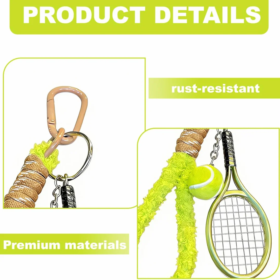 Portachiavi Tennis in Metallo, Portachiavi Mini per Racchetta da Tennis, Regalo Sportivo