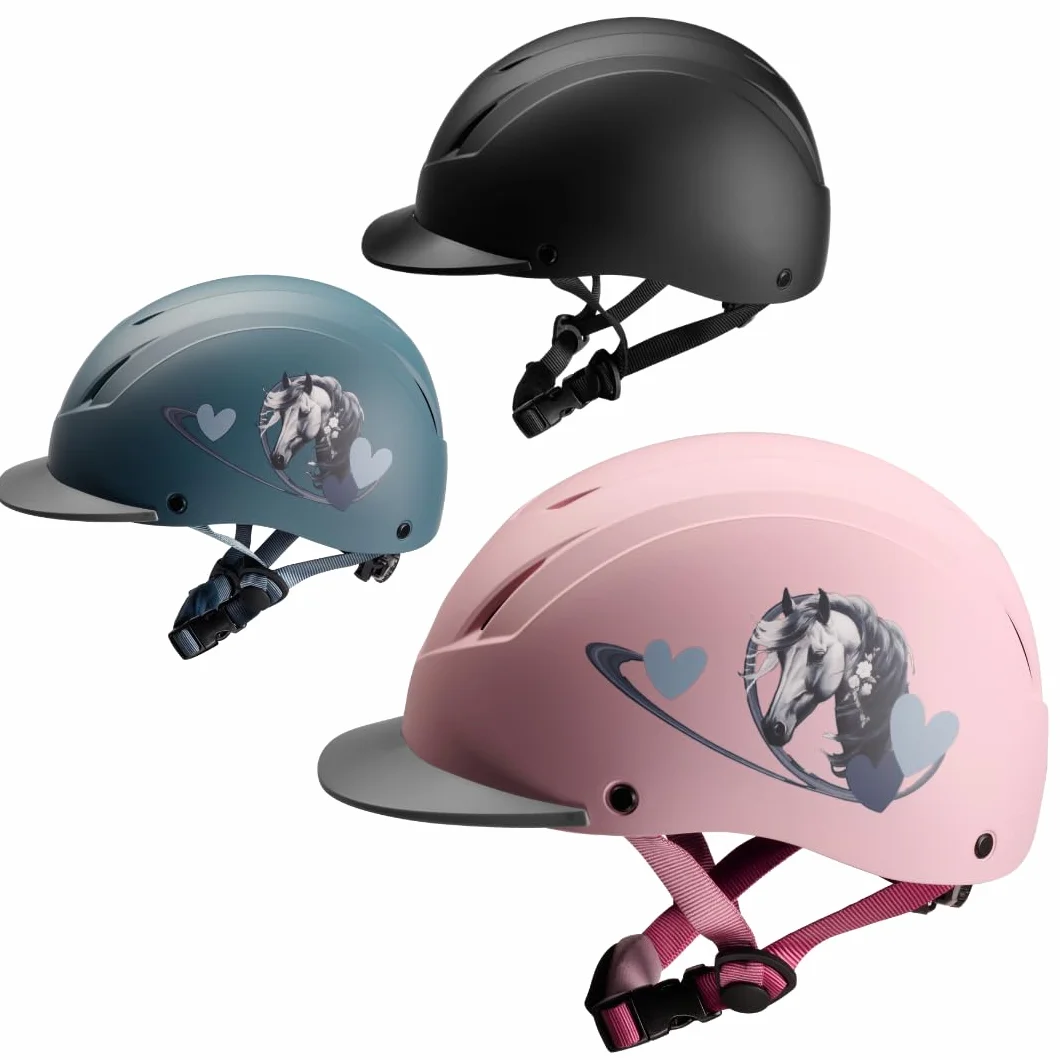 PFIFF Casco da equitazione ProtectionX per bambini misura regolabile ventilazione blu nero rosa taglia 48-52 cm XS 52-56 cm S
