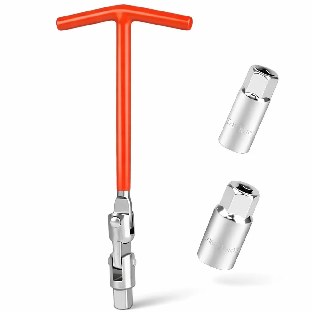 topolenashop Chiave Candela Universale 16 mm 21 mm con Snodo Professionale e Impugnatura a T – Set 3 Pezzi in Acciaio Cromato per Auto Moto Scooter – Chiave Candela Snodata | 201612