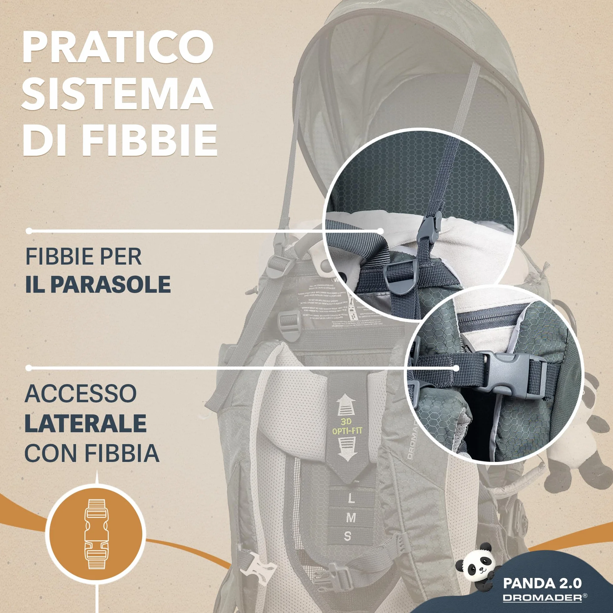 DROMADER Zaino Porta Bambino Montagna con Sedile Regolabile e Parasole Retrattile