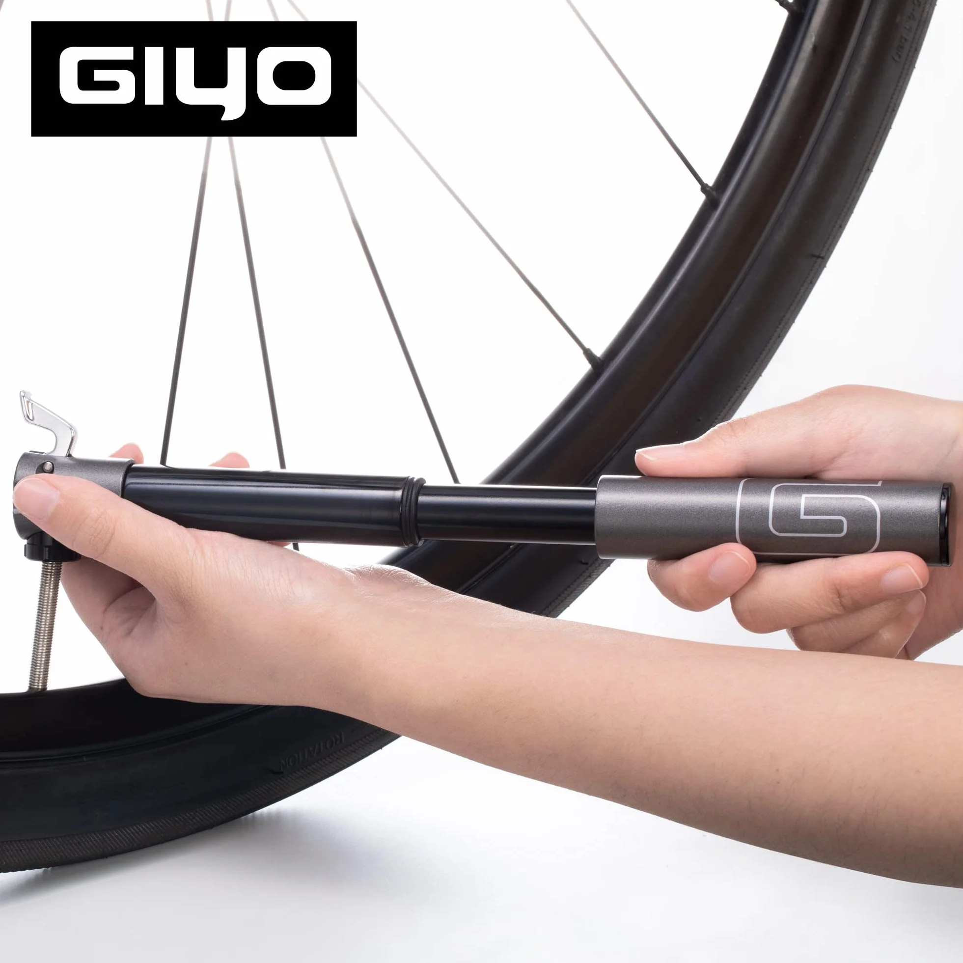GIYO Pompa per Pneumatici Bici 80 PSI Telescopico All Metal CNC Portatile Mini Pompa Valvola Schrader Presta MTB