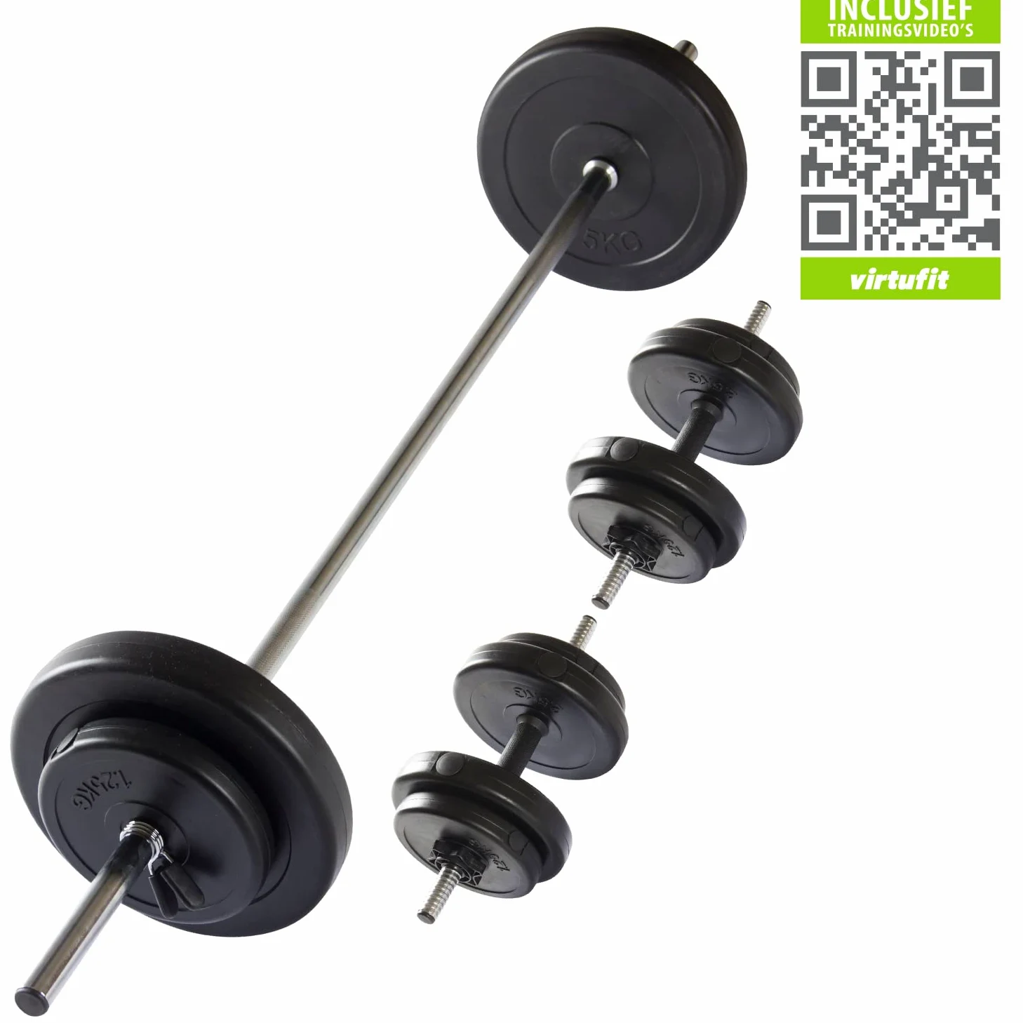 VirtuFit Set di manubri regolabili – Set di manubri con pesi – 30,5 kg – Nero