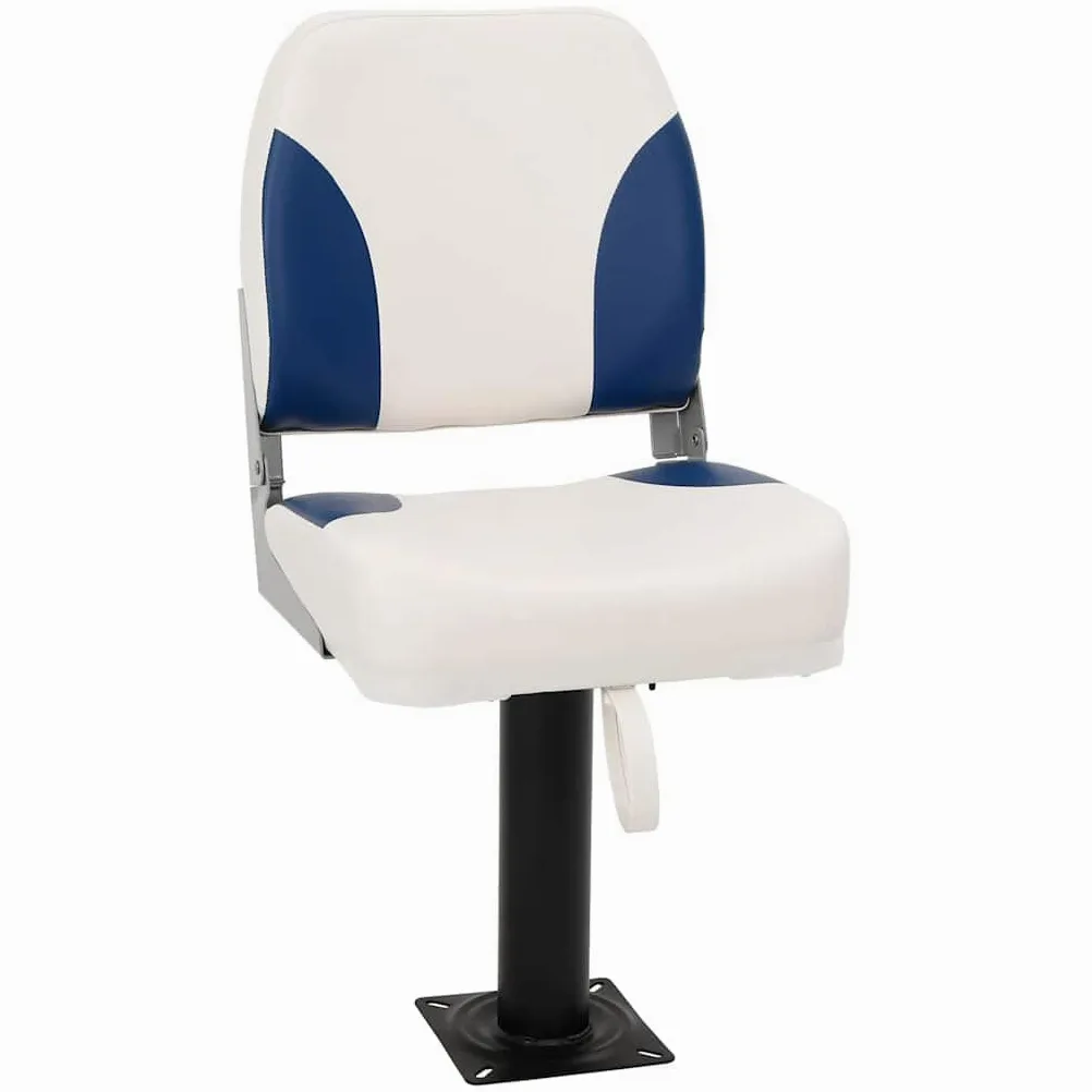 vidaXL 1/2x Sedile per Barca Pieghevole con Cuscino Blu-Bianco 41x36x48 cm