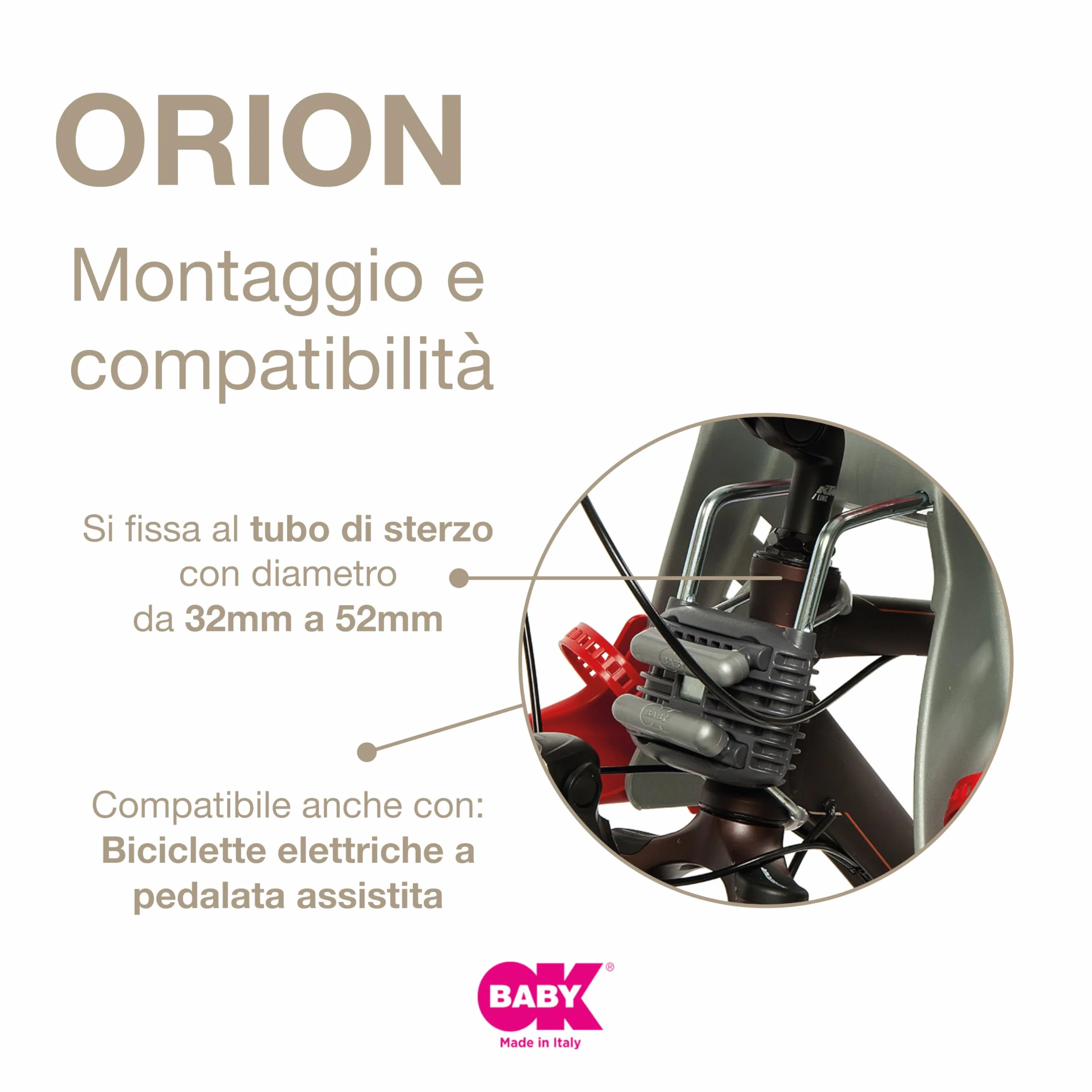 OKBABY Orion Seggiolino Anteriore per Bambini Sicurezza Bicicletta 15 kg Compatibile Elettriche Blu Rosso 54x45x33 cm