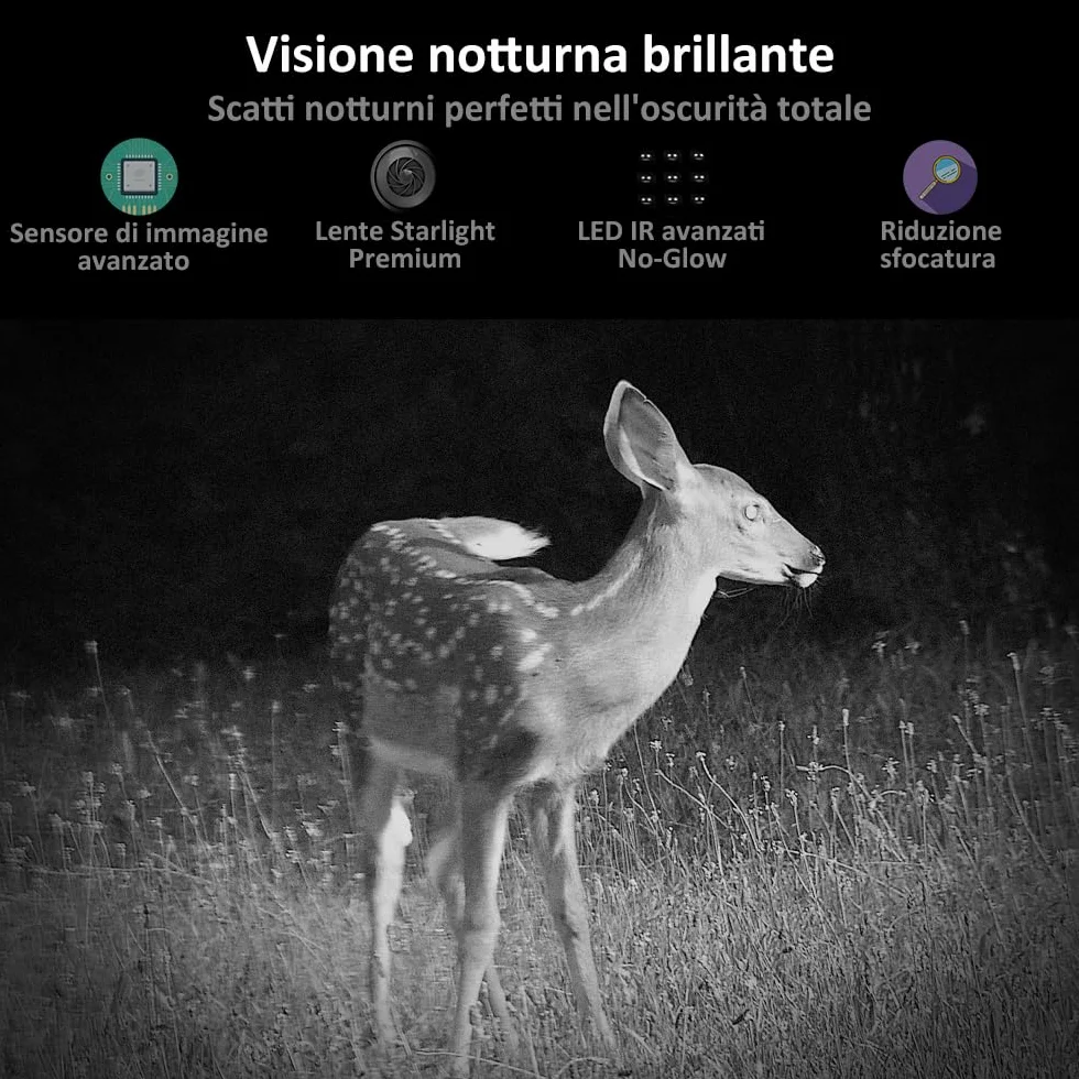 GardePro A3S 64MP 1296P H.264 Fototrappola Infrarossi Invisibili No-Glow IR LED IP66