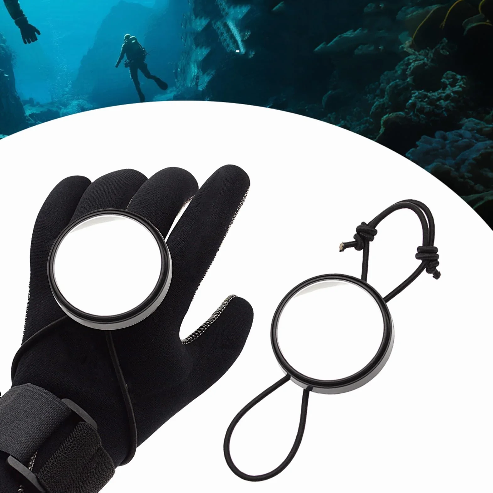 Specchietto Retrovisore Regolabile Subacqueo Rotondo Portatile per Immersioni Deriva e Grotte