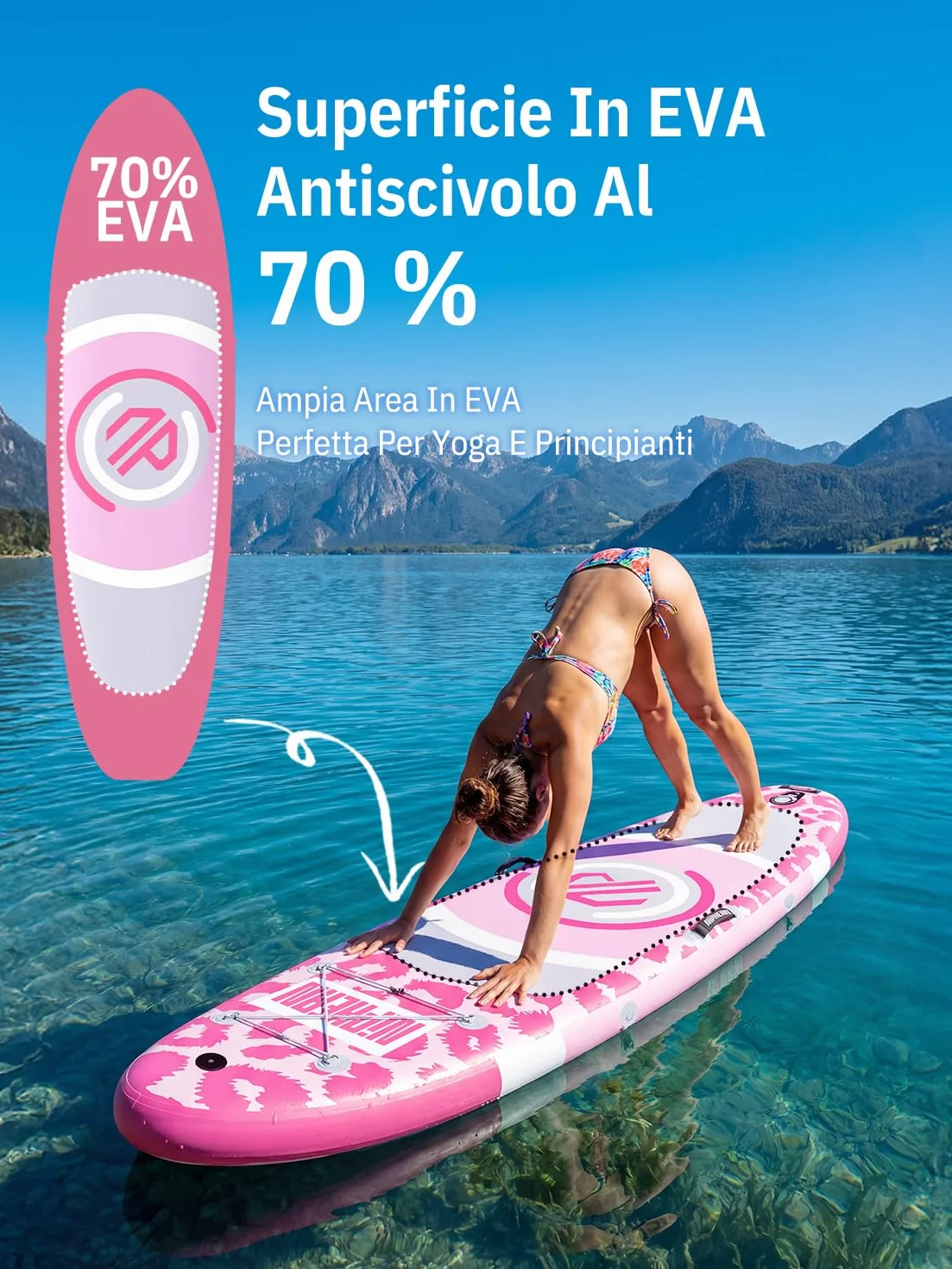 Niphean SUP Gonfiabile con Sedile Ultraleggero Tavola SUP per Donne Pinna StabilTrac Antiscivolo per Yoga Animali Domestici