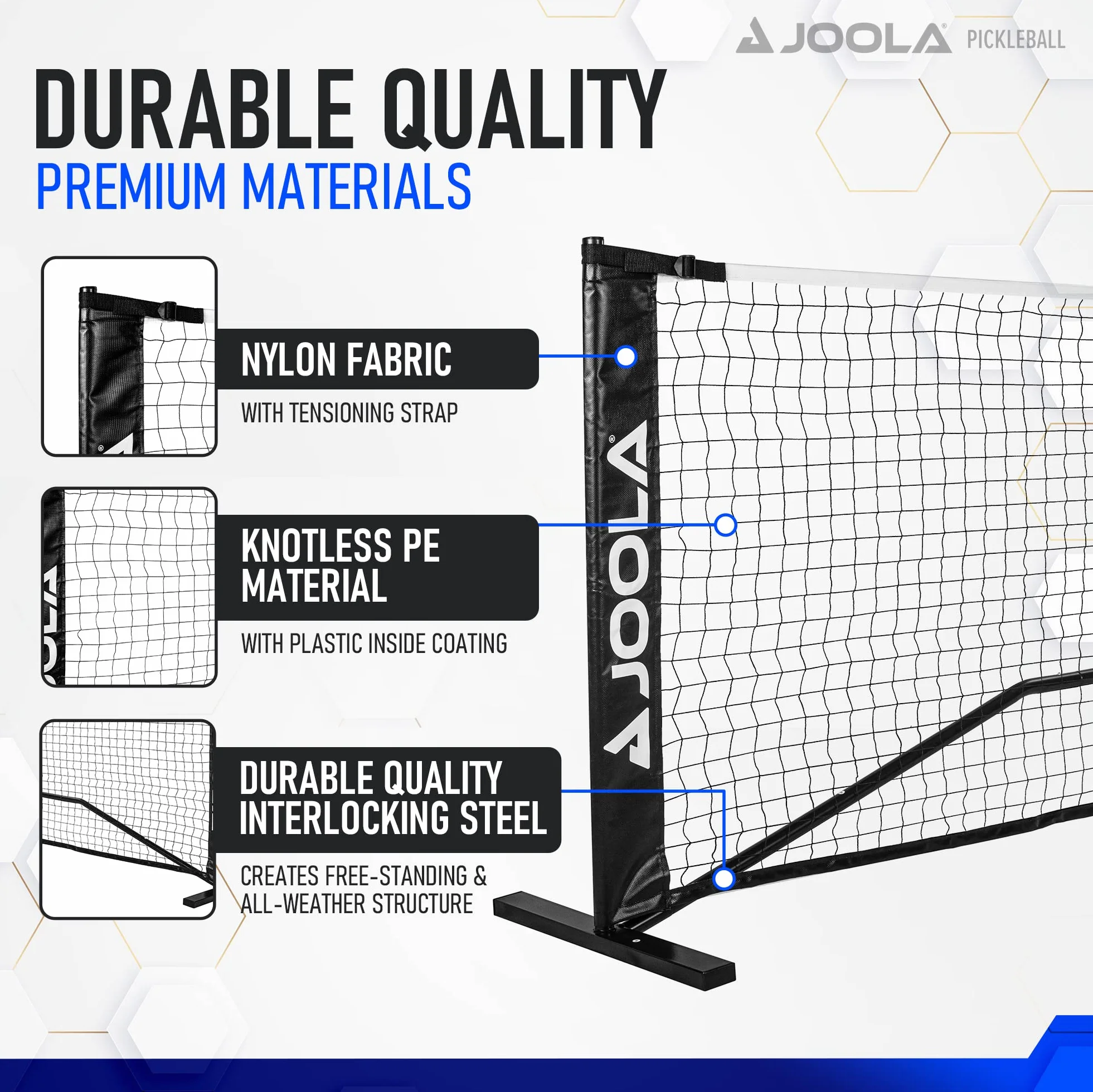 JOOLA Essentials Rete per Pickleball Altezza Regolabile 91,4 cm 86,4 cm 52' Acciaio Portatile