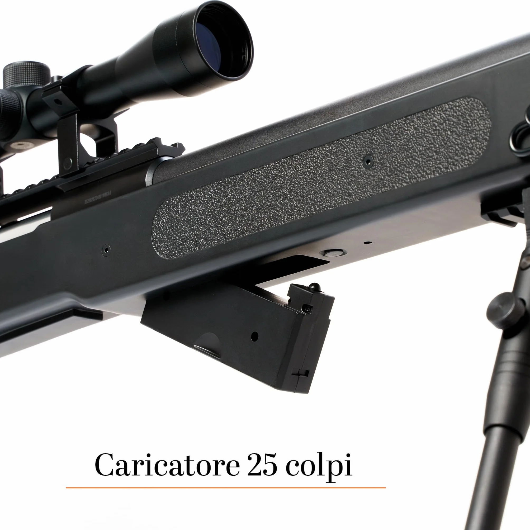 Fucile Softair Sniper M62 0,9 Joule Ottica 3-9x40 Bipiede Regolabile Nero 110x14 cm Bundle Completo